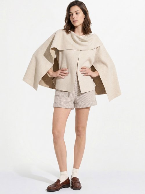 Veste bouton bijou métal et écharpe Femme Beige MQ-9141 SI1