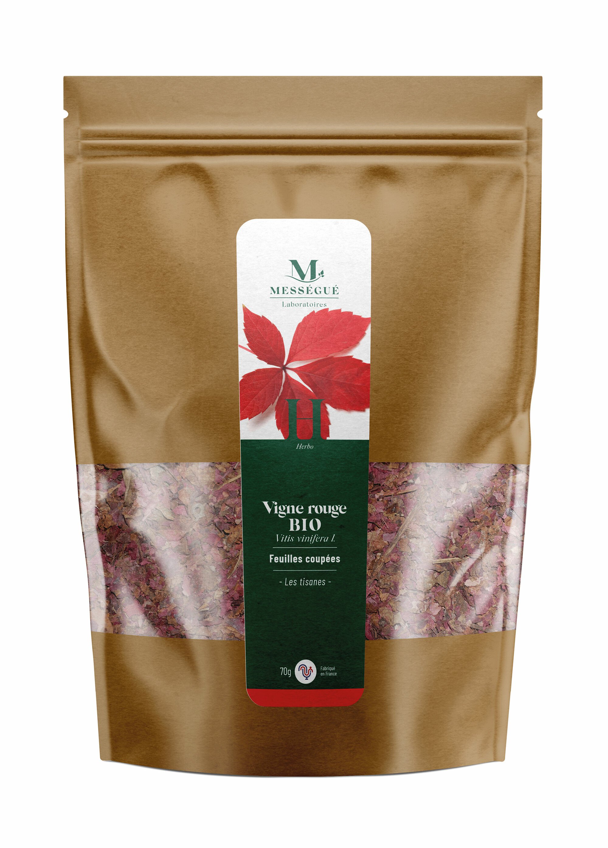 Vigne rouge BIO, feuilles coupées
