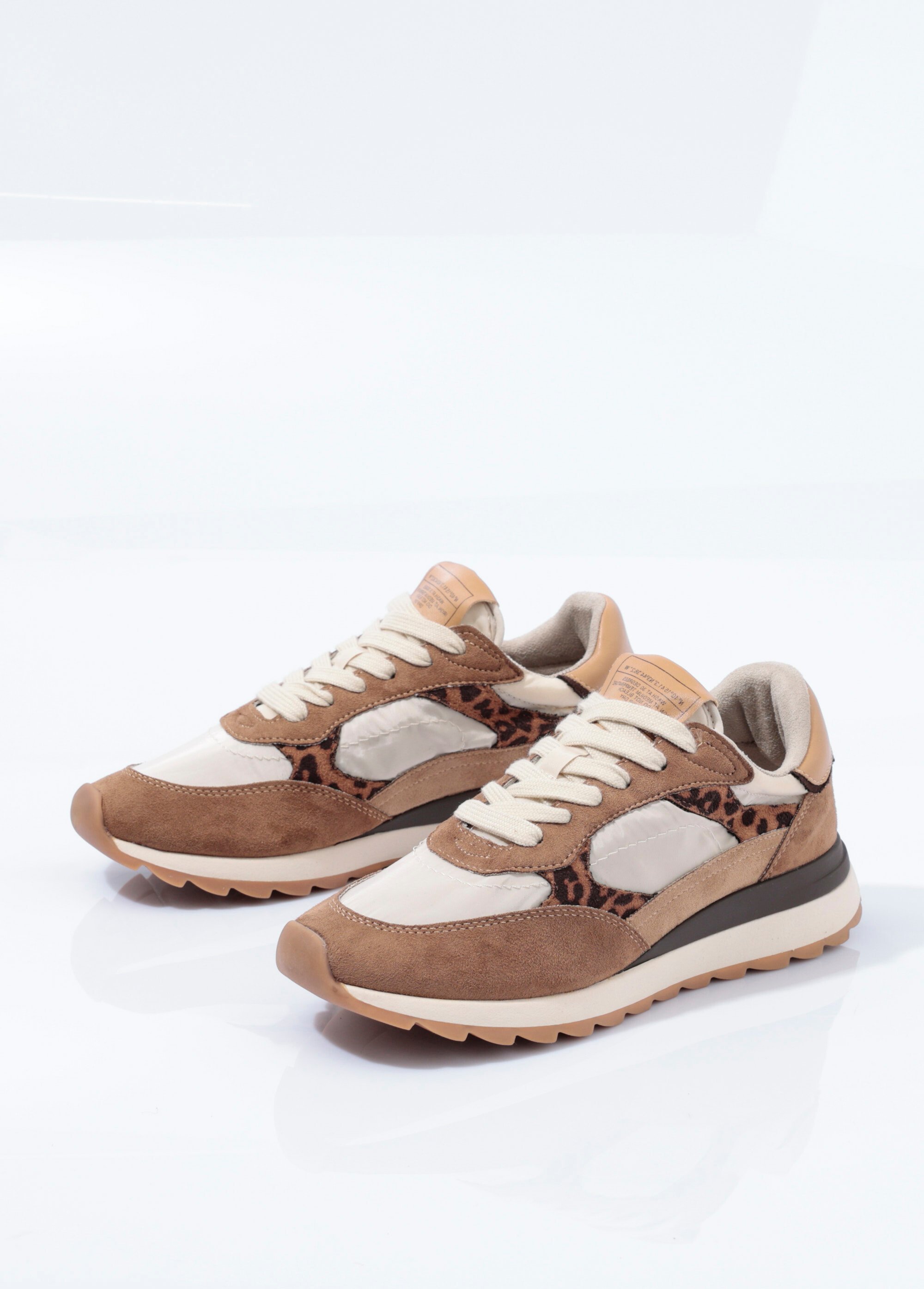 Baskets à empiècements multimatières Femme Beige CORM5550 DE1
