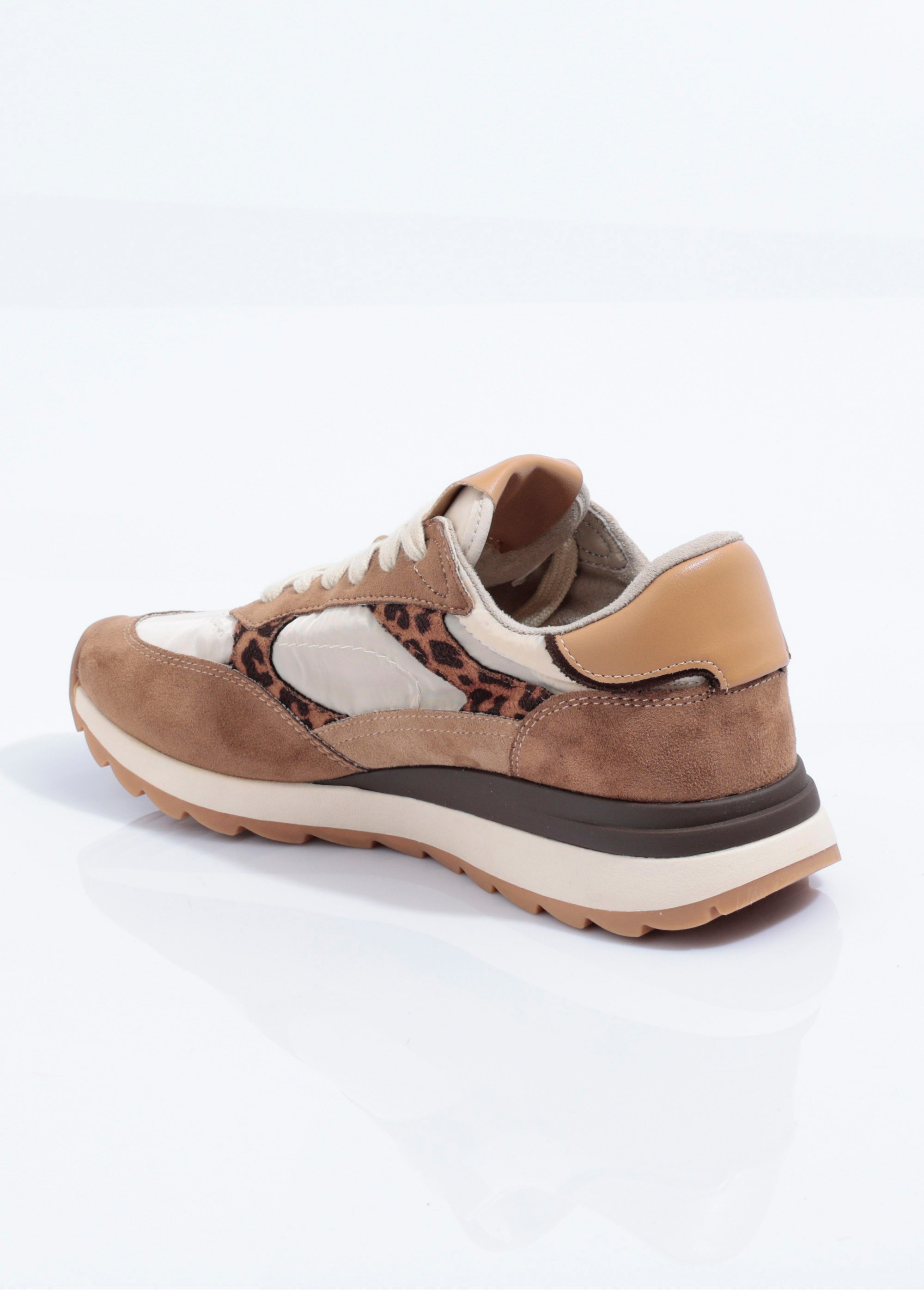 Baskets à empiècements multimatières Femme Beige CORM5550 DO1