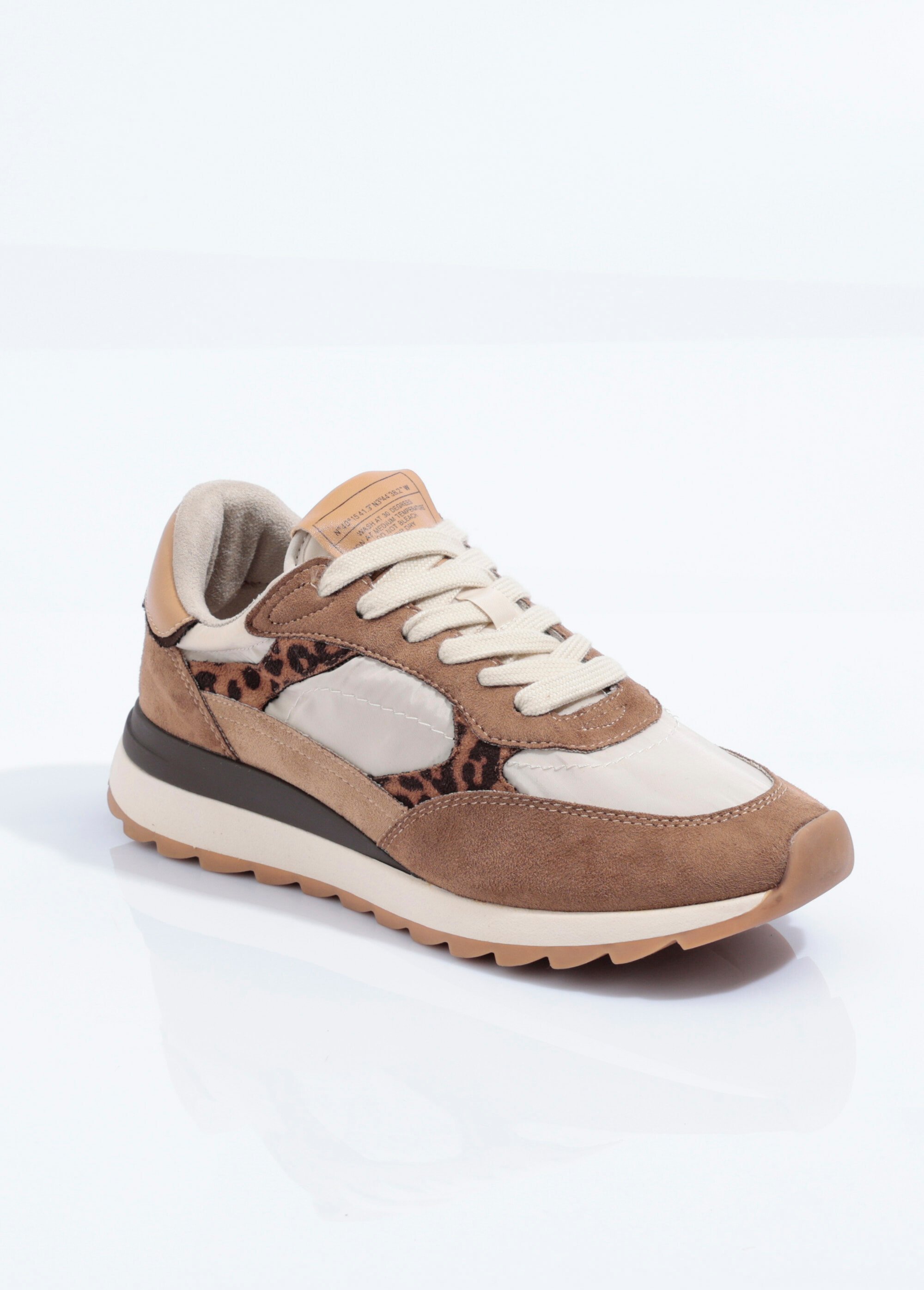 Baskets à empiècements multimatières Femme Beige CORM5550 FA1