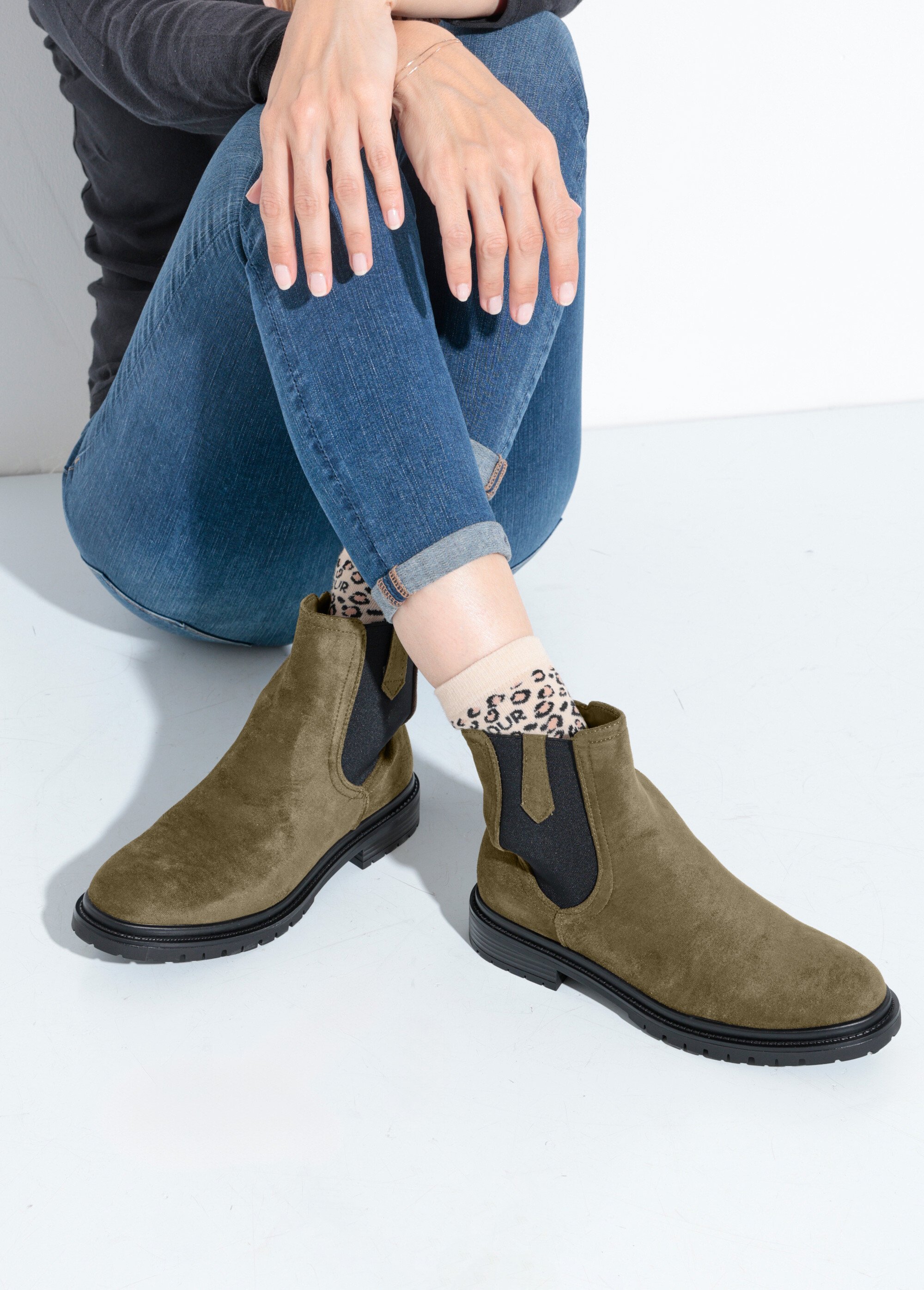 Boots Chelsea avec semelle crantée Femme Vert QUIZ6365 SI1