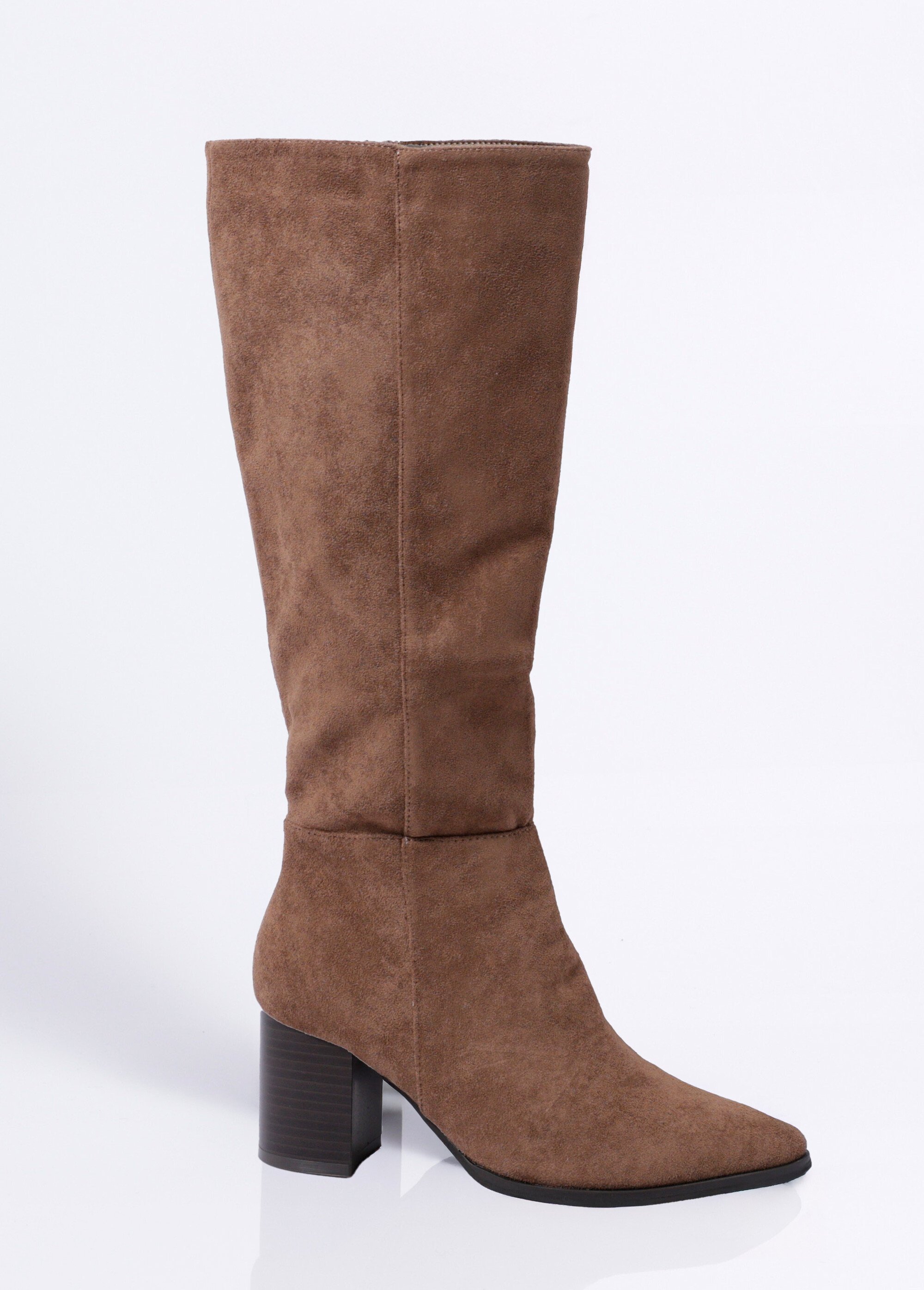 Bottes suédine pointues à talon Femme Marron COVY2365 FA1