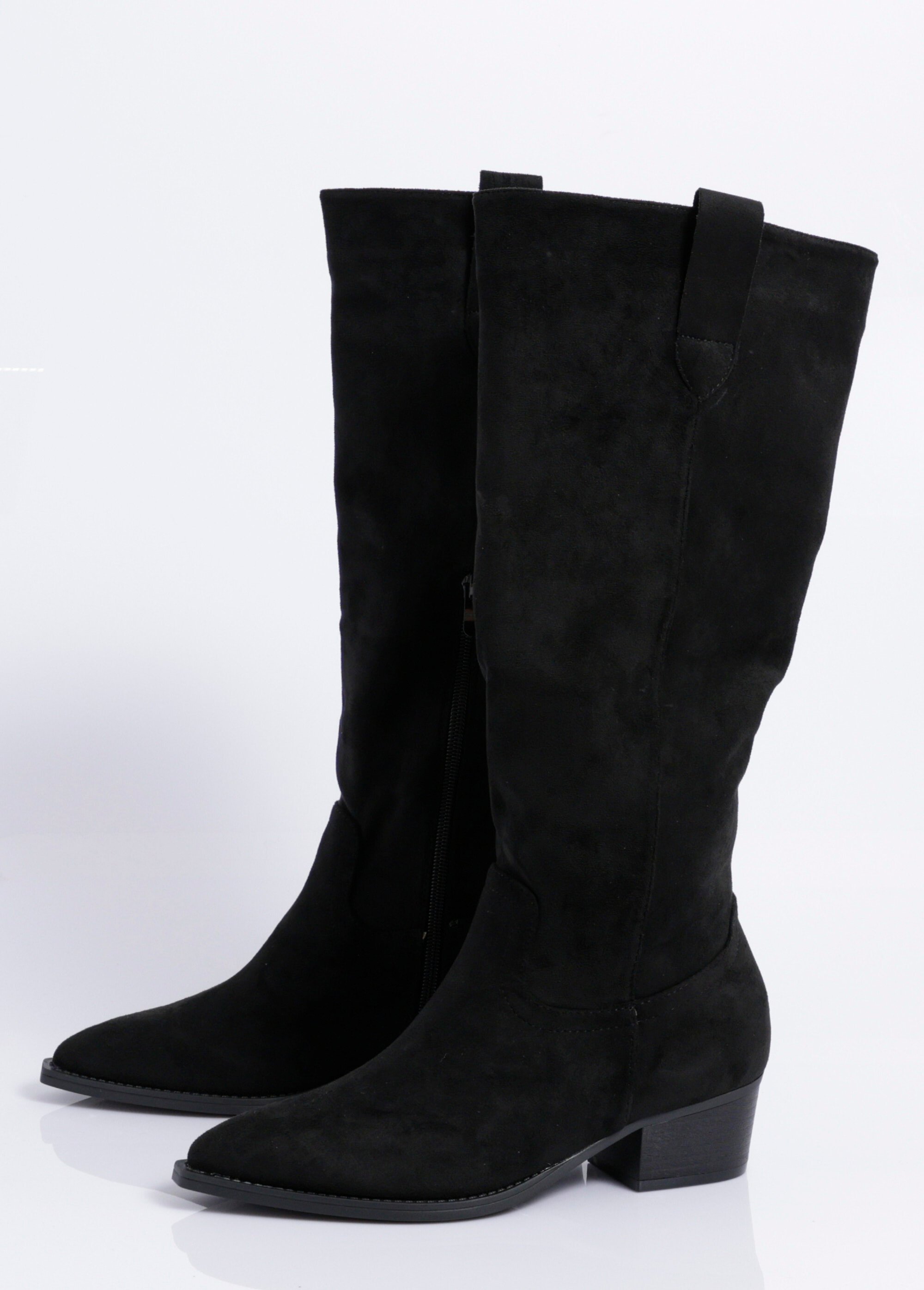 Bottes suédine pointues thème western Femme Noir COVY2366 DE1