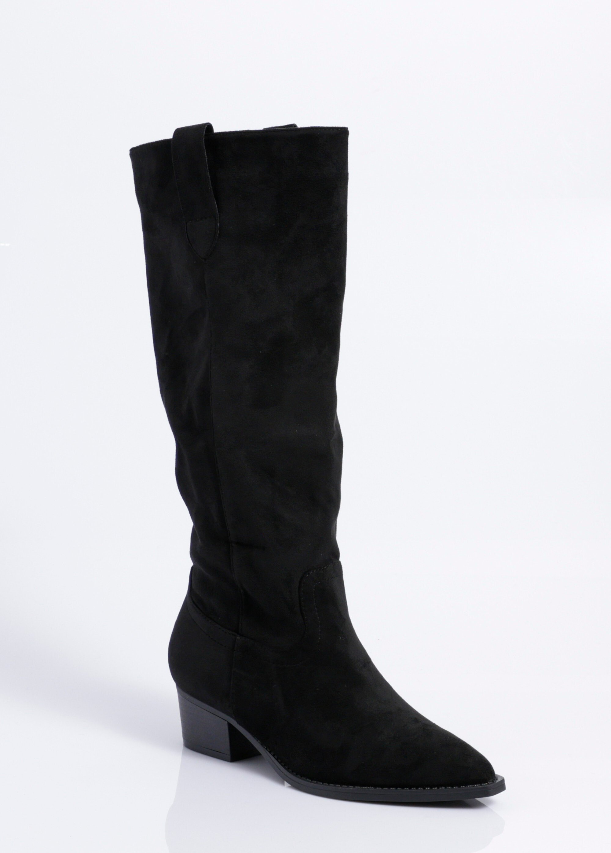 Bottes suédine pointues thème western Femme Noir COVY2366 FA1