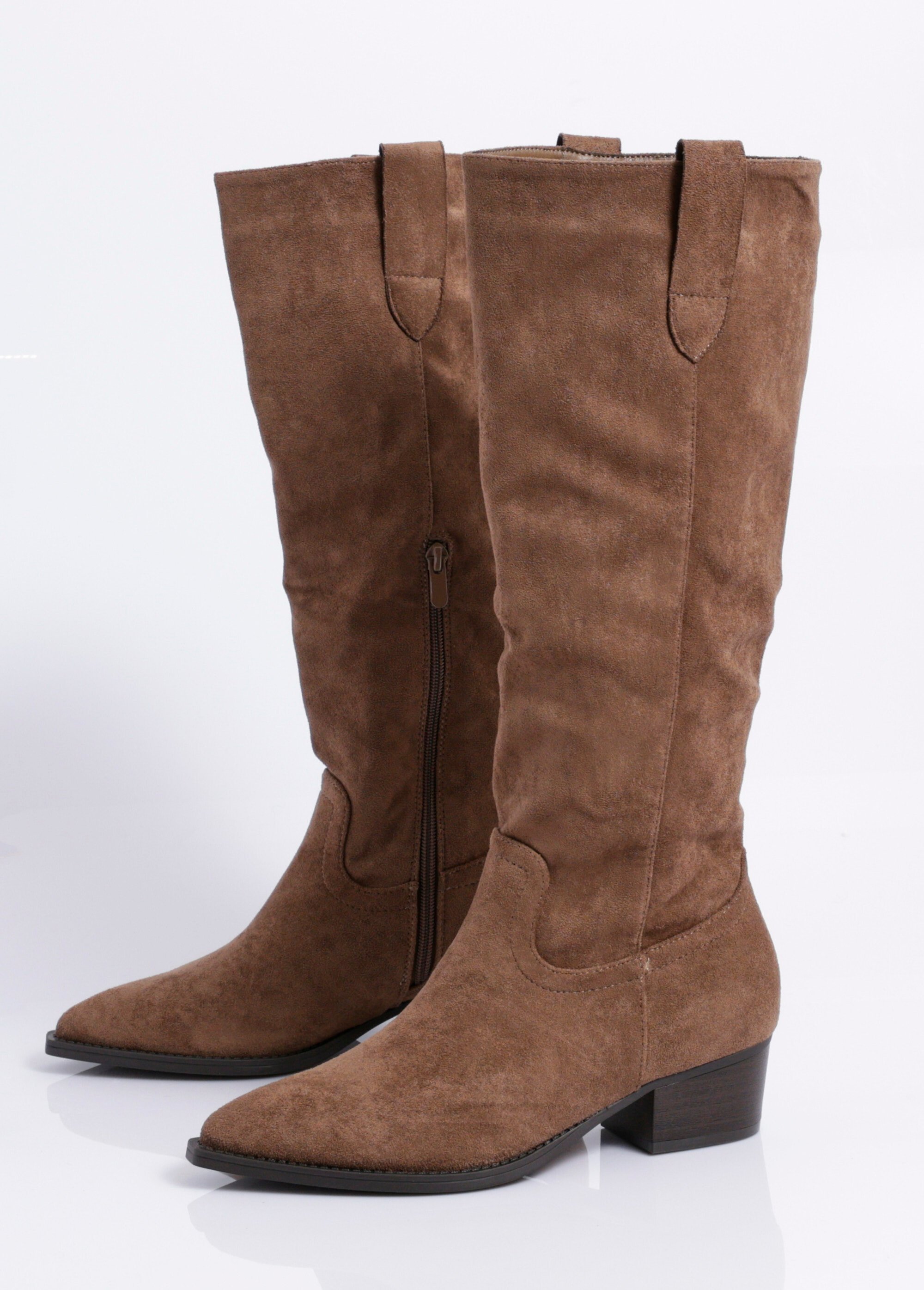 Bottes suédine pointues thème western Femme Marron COVY2366 DE1