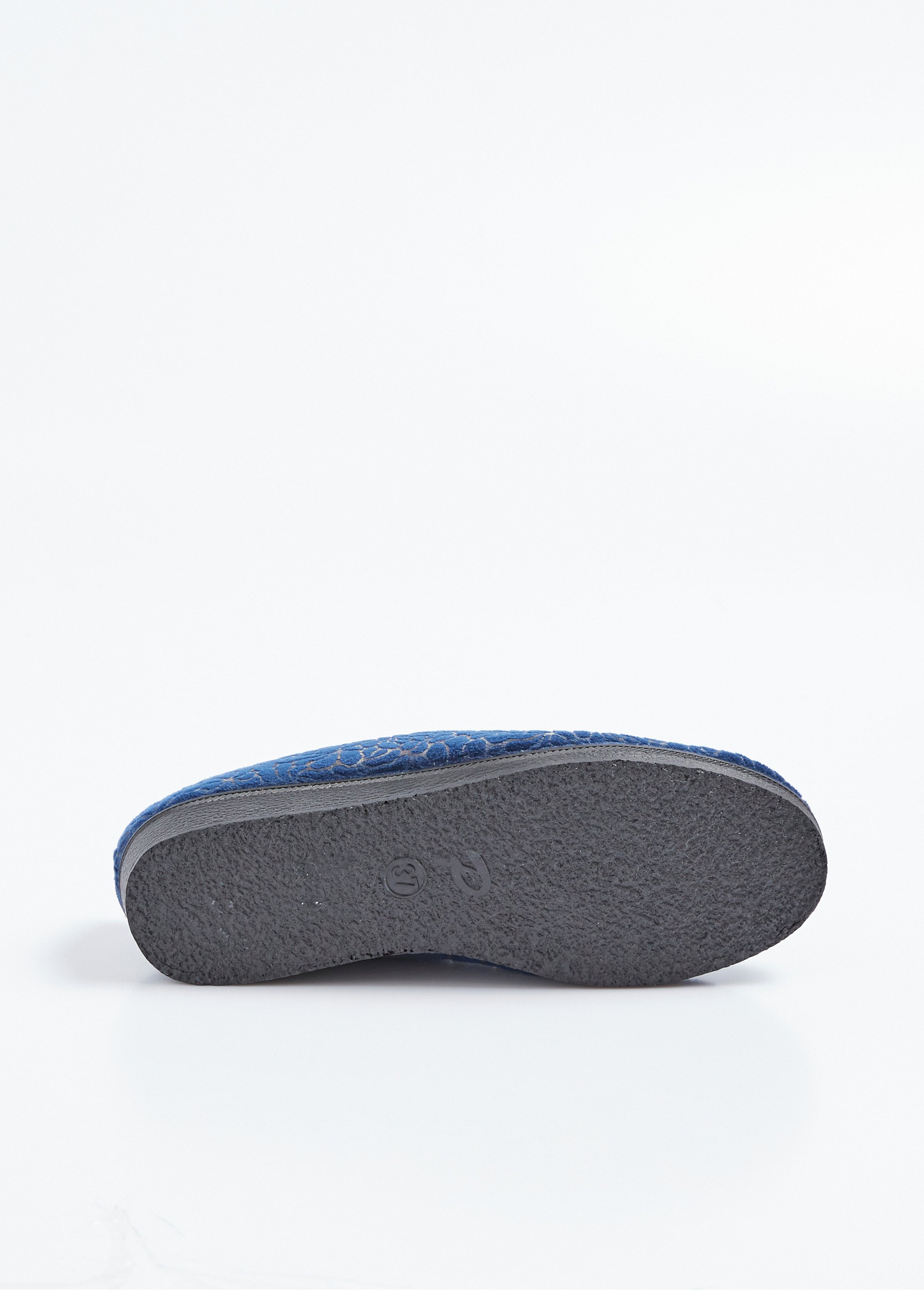 Chaussons élastiqués grande largeur intérieur duveteux Femme Bleu OLLAIRE UN1
