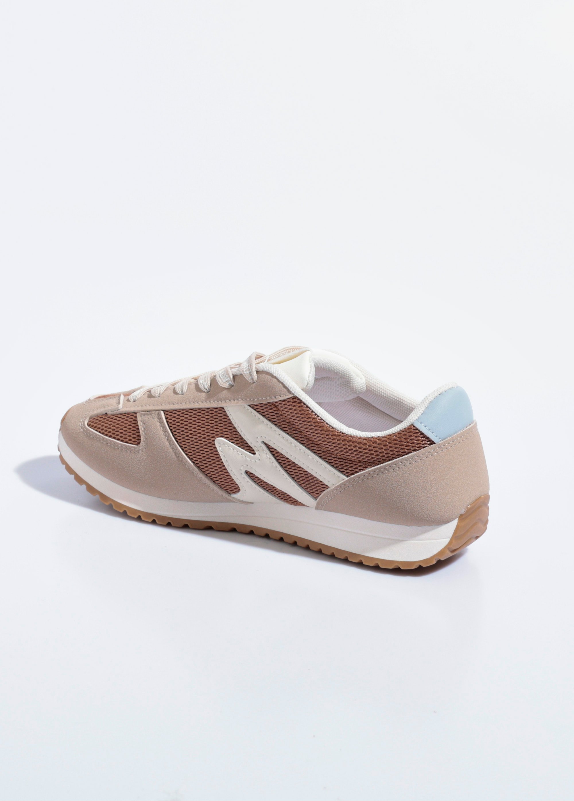 Baskets empiècements et lacets fantaisie Femme Beige QUIZ9027 DO1