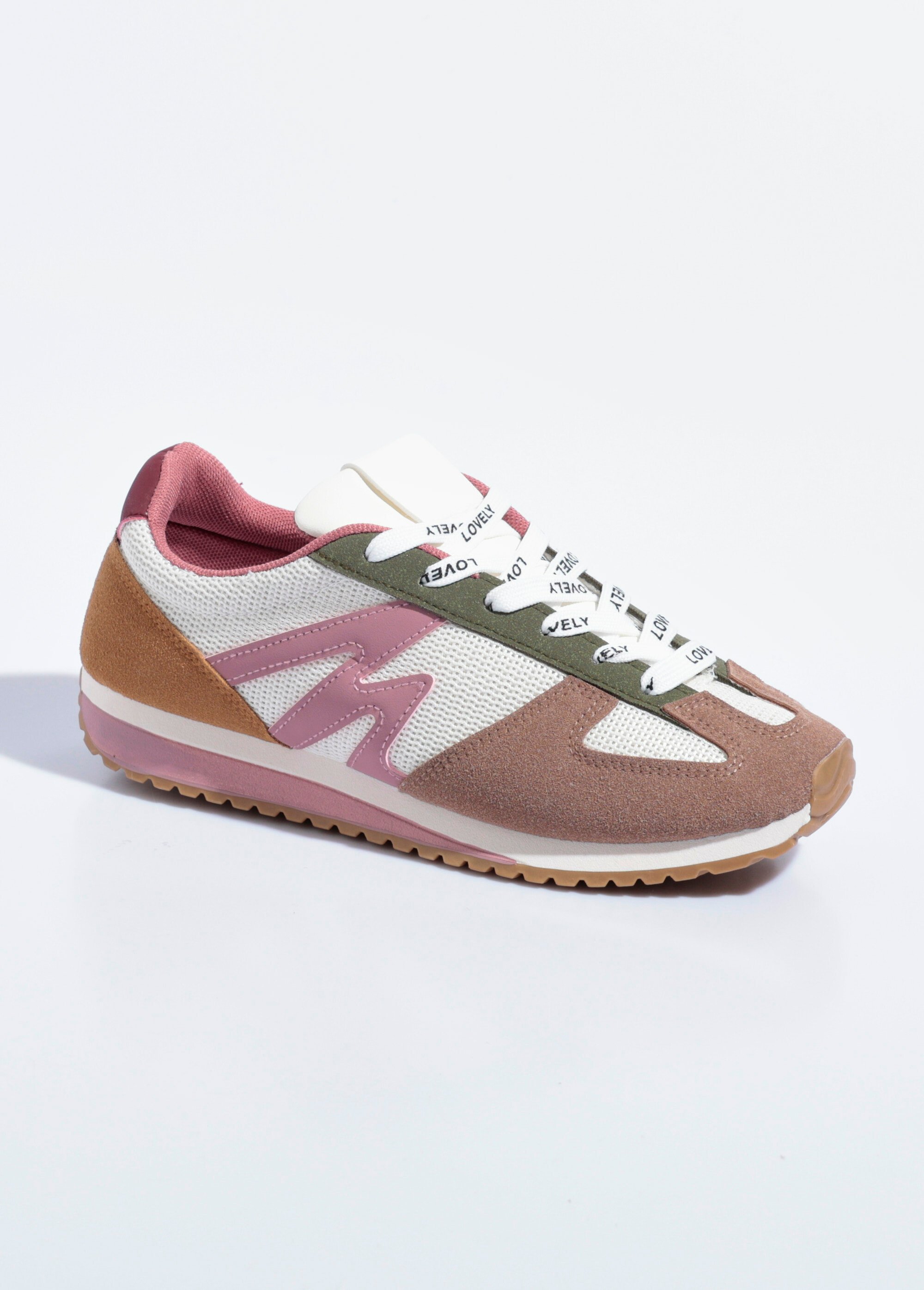 Baskets empiècements et lacets fantaisie Femme Rose QUIZ9027 FA1