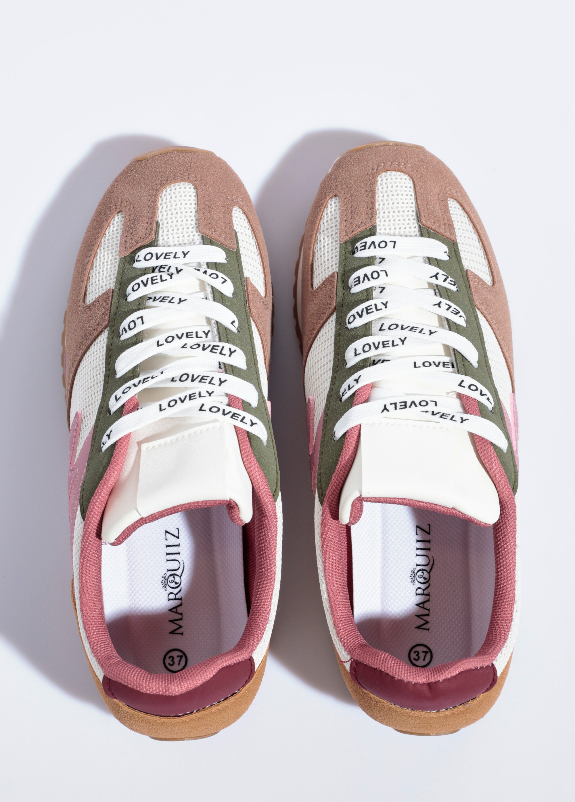 Baskets empiècements et lacets fantaisie Femme Rose QUIZ9027 OV1