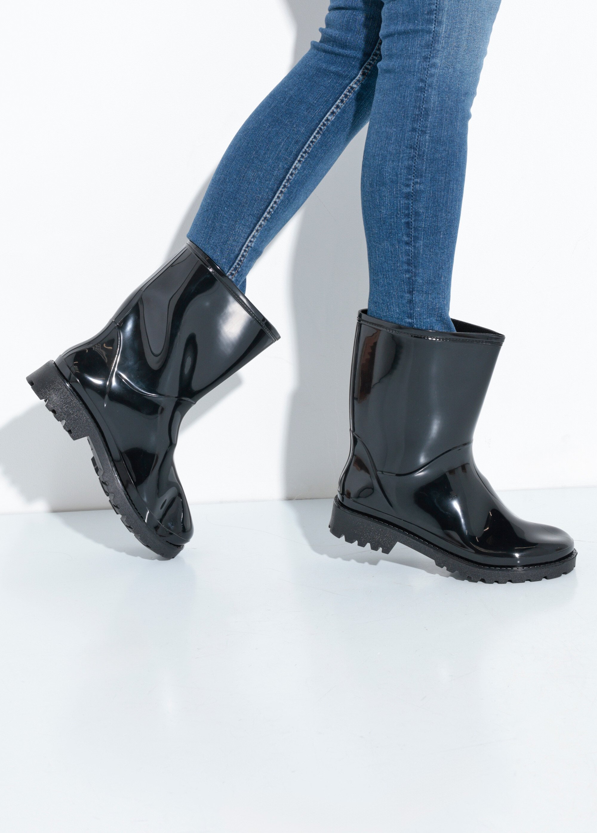 Bottines de pluie unies, semelle crantée Femme Noir QUIZ2783 SI1