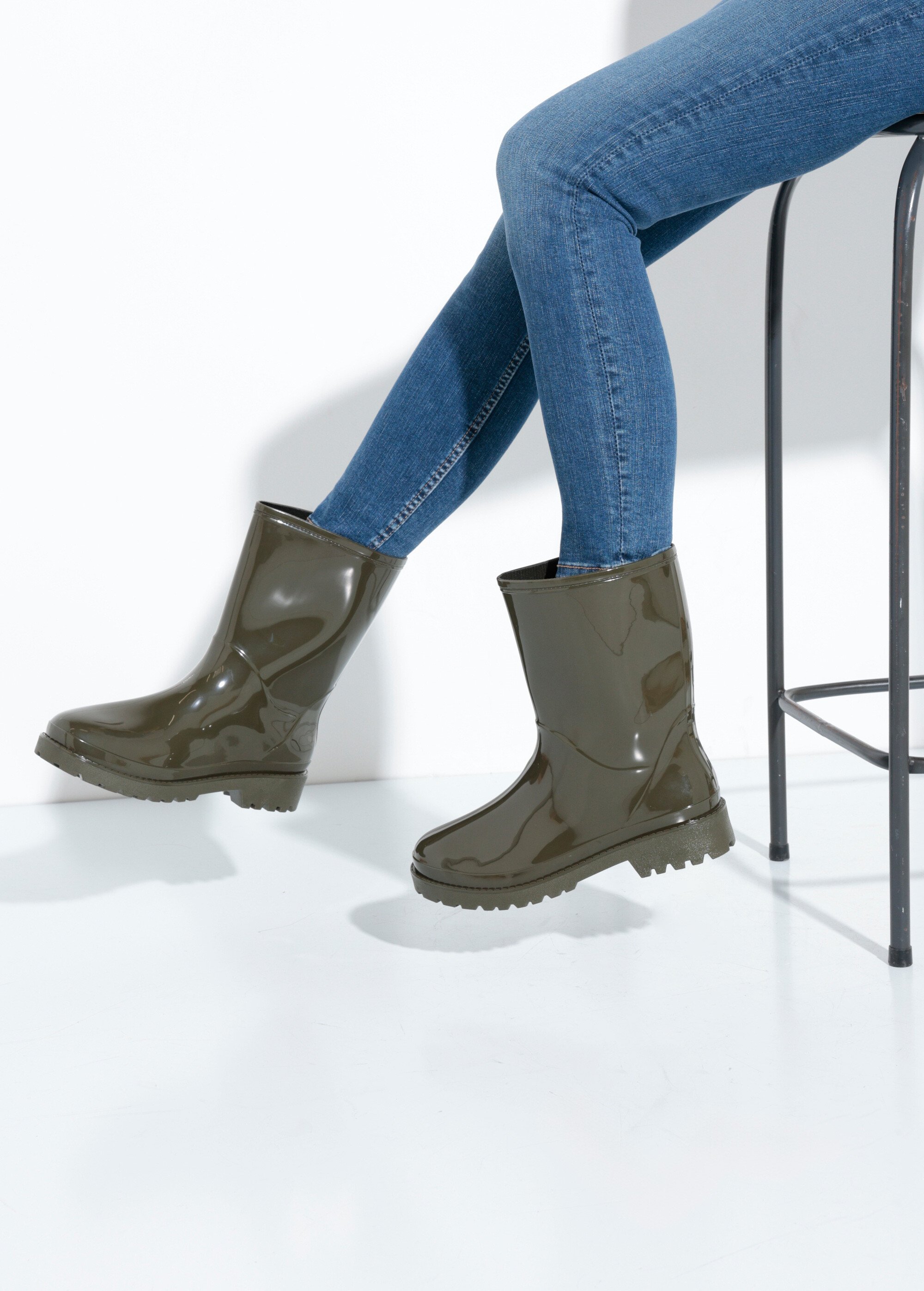Bottines de pluie unies, semelle crantée Femme Vert QUIZ2783 SI1