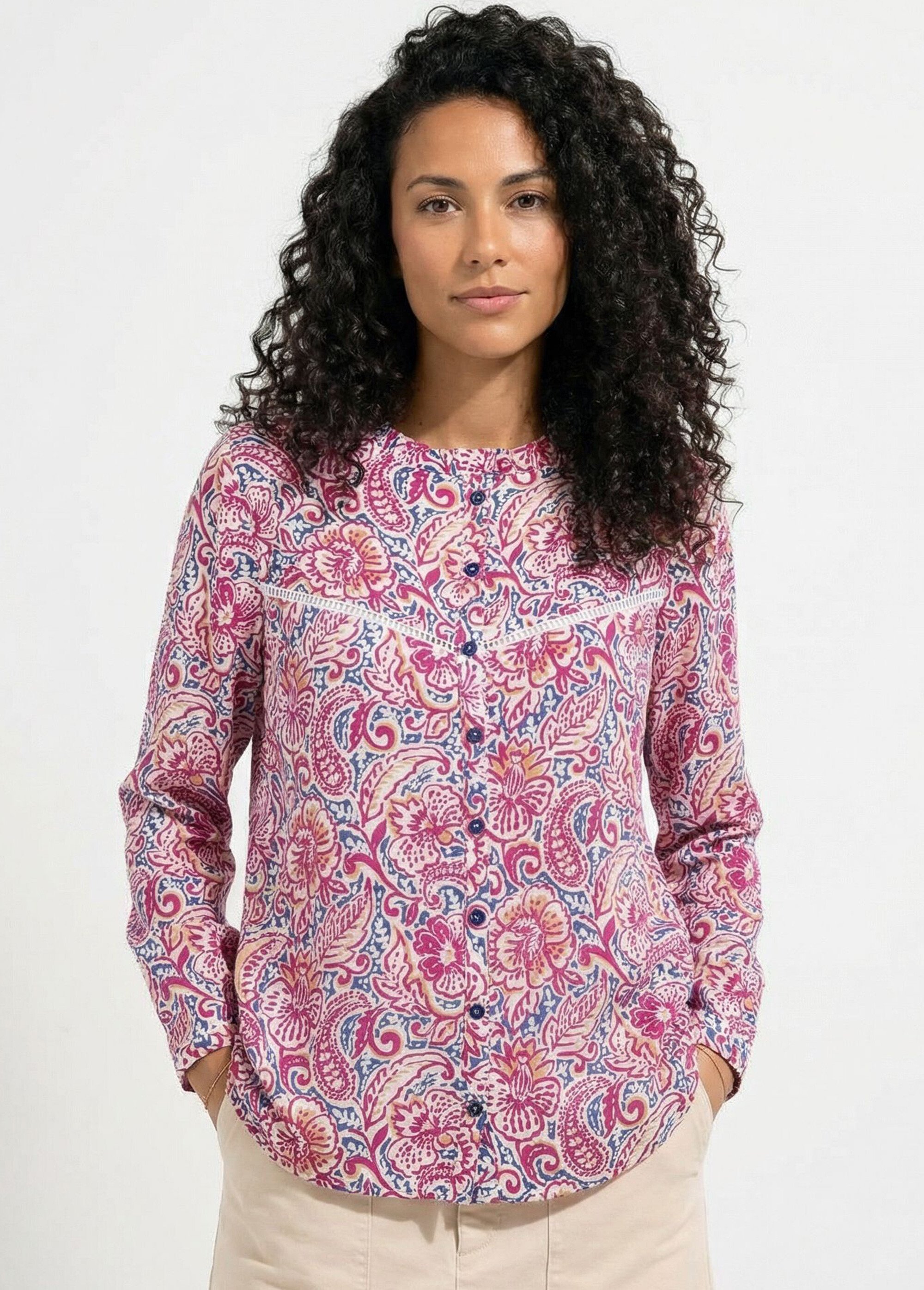 Chemisier col volanté imprimé cachemire Femme Rose CORLANE MV1