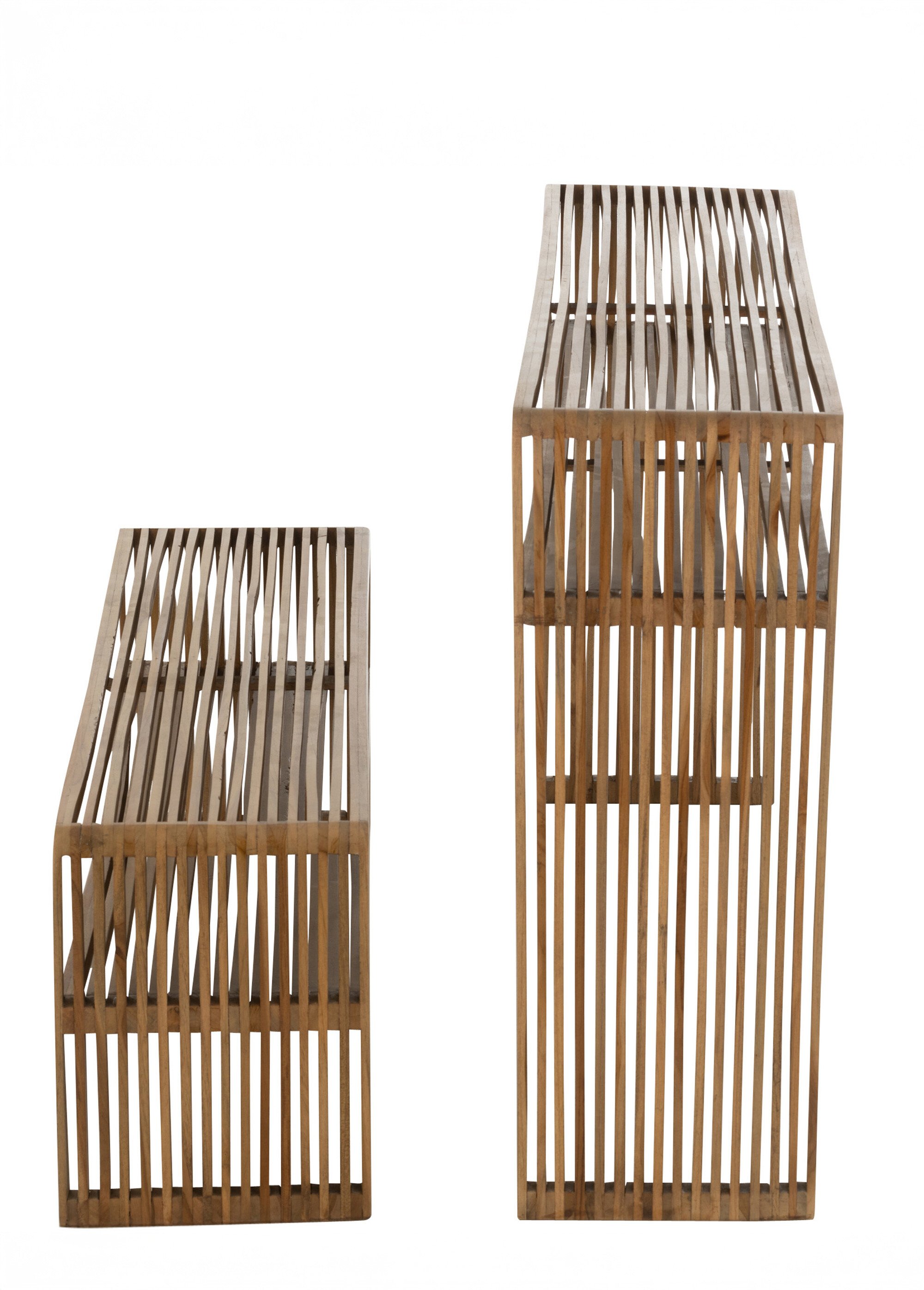 Consoles en teck recyclé, design ajouré BEIGE JP-40802 DR1