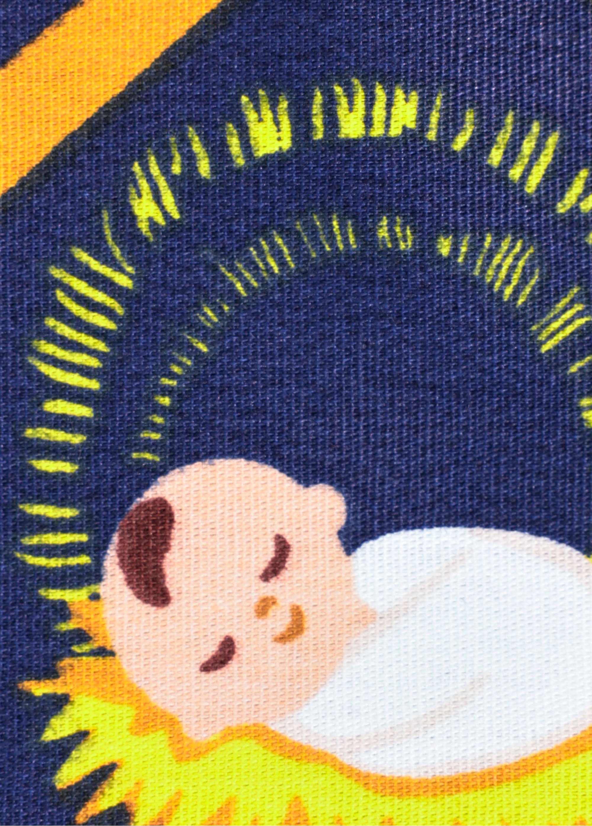 Coupon tissu Noël, motif crèche VERT COT146077 DE2