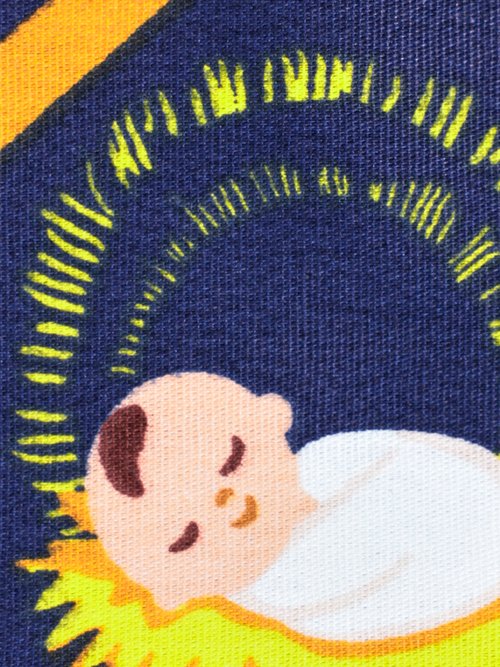 Coupon tissu Noël, motif crèche VERT COT146077 DE2