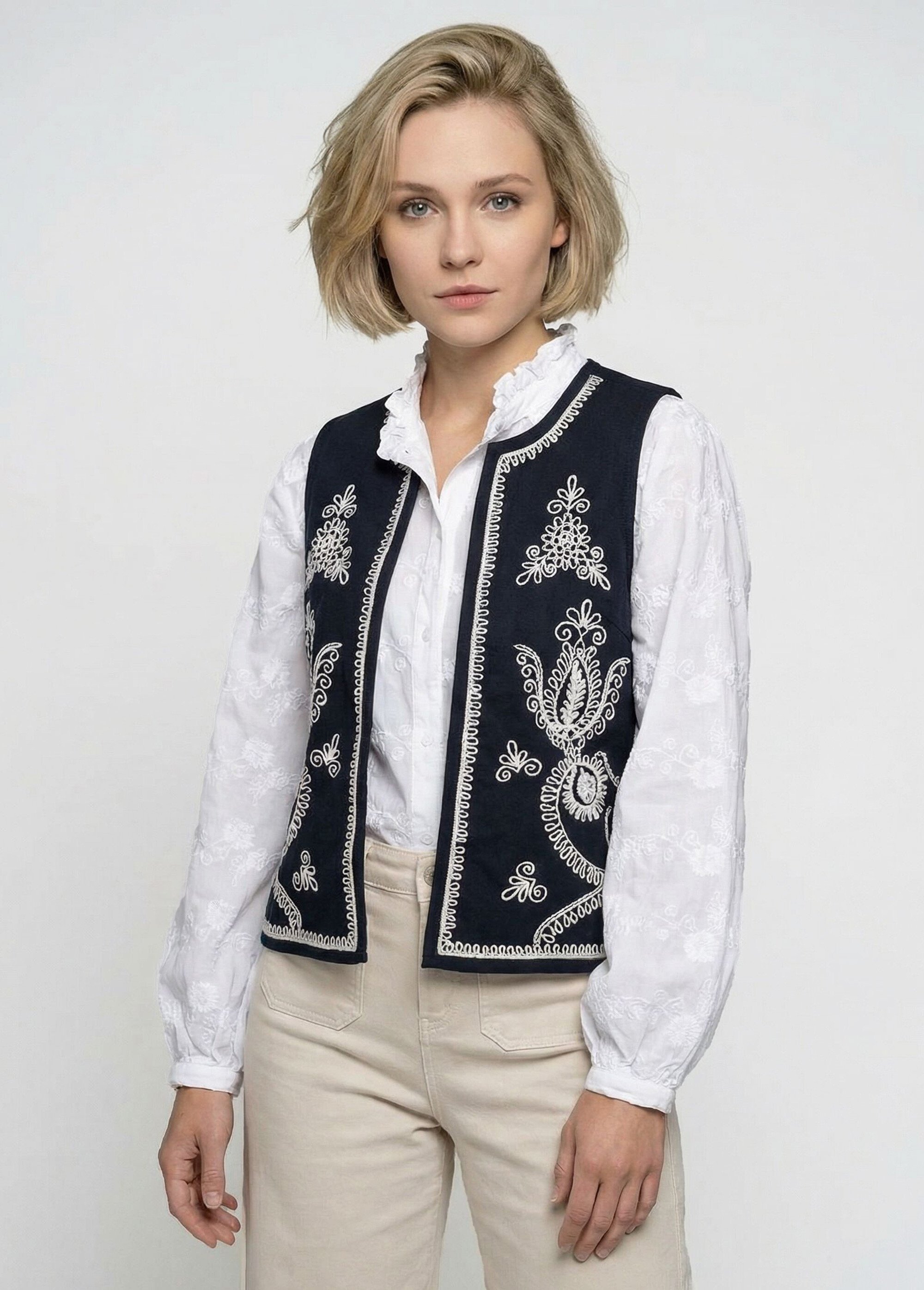 Gilet brodé sans manches Femme Noir TANKILA FA1