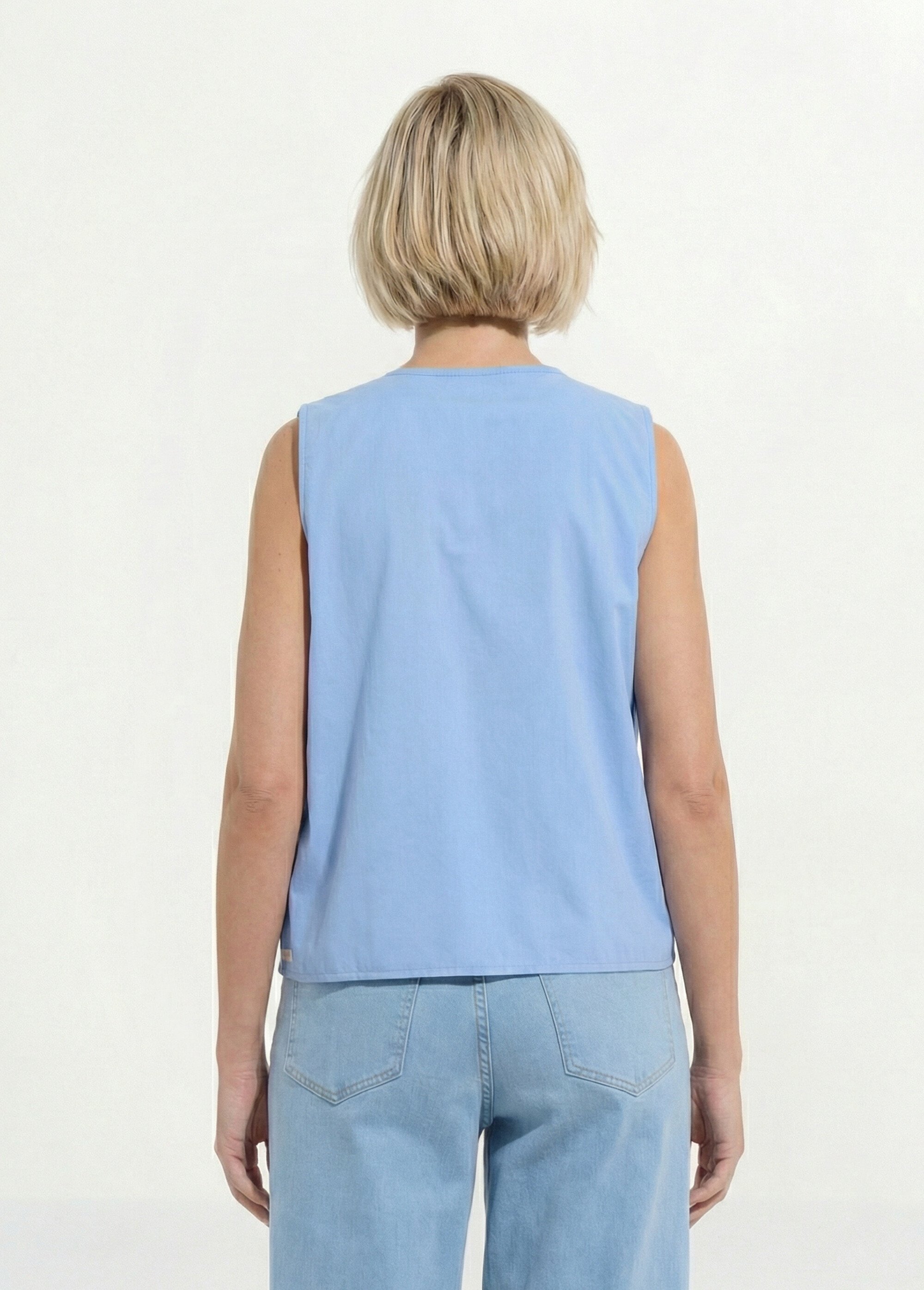 Gilet brodé sans manches Femme Bleu TANKILA DO1
