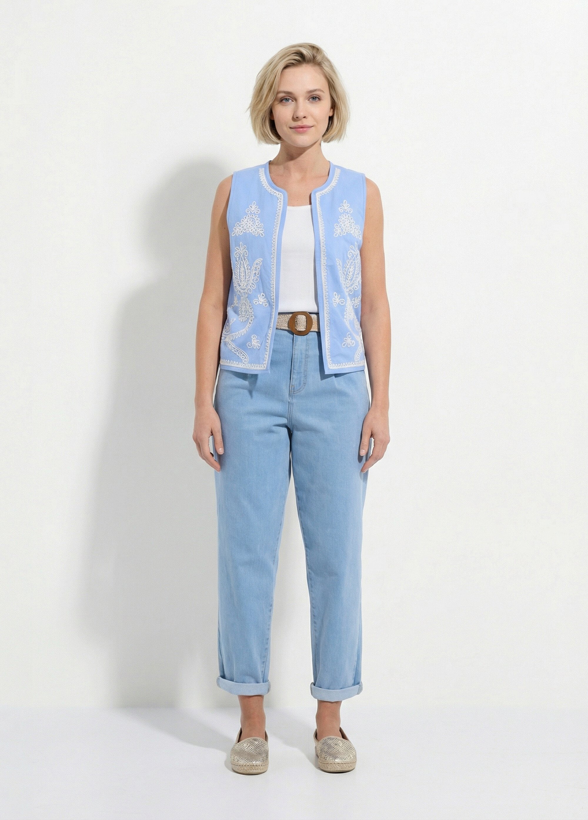 Gilet brodé sans manches Femme Bleu TANKILA SF1