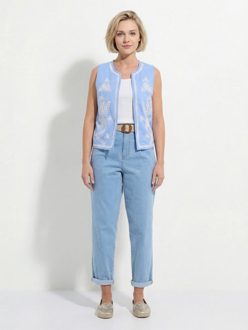 Gilet brodé sans manches Femme Bleu TANKILA SF1