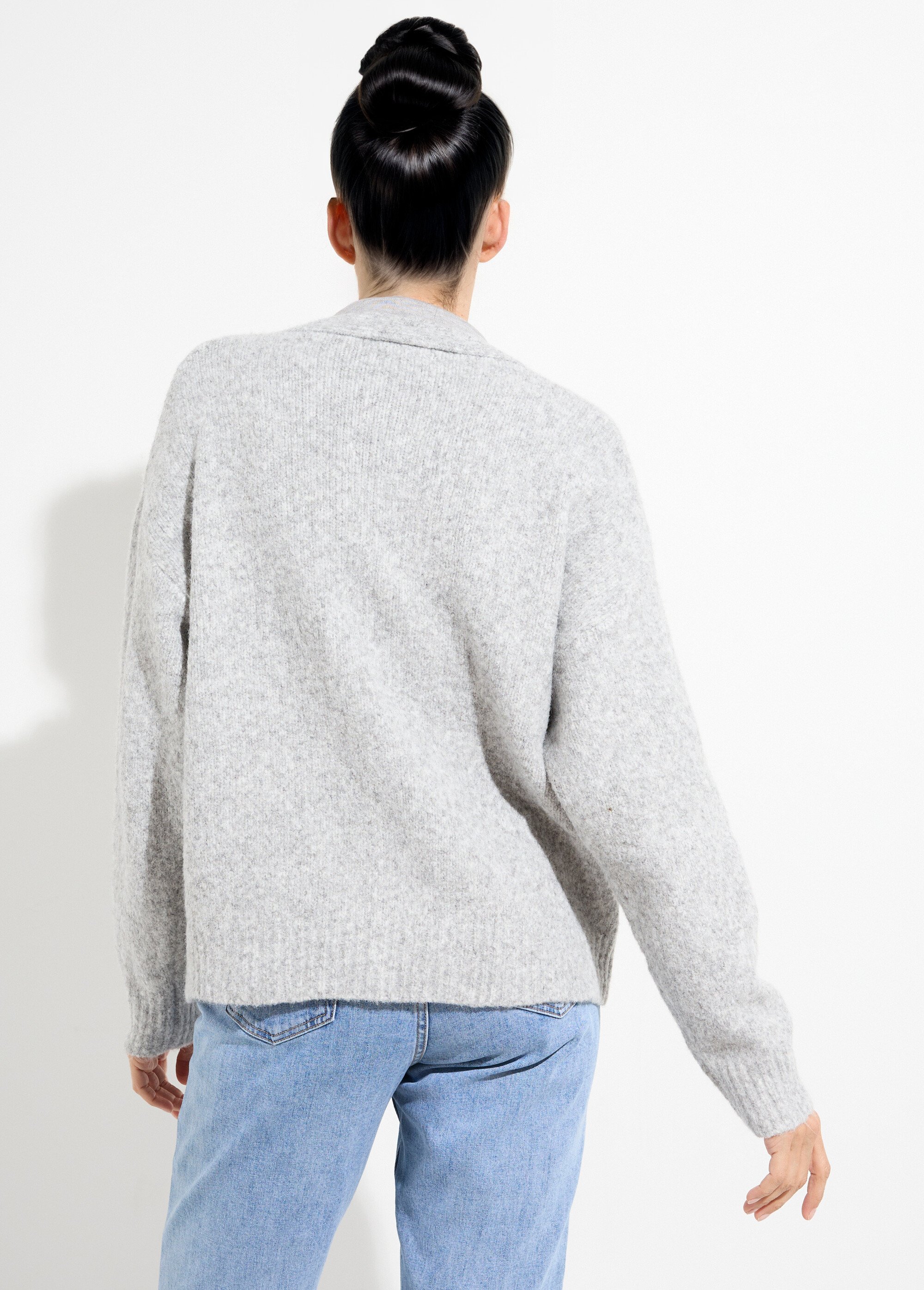 Gilet chaud laine, boutons bijou métal