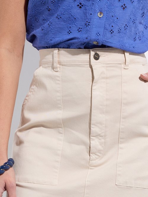 Jupe courte droite poches cargo coton stretch Femme Beige LORANE DE1