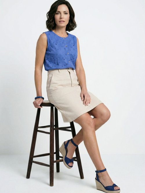 Jupe courte droite poches cargo coton stretch Femme Beige LORANE MV1