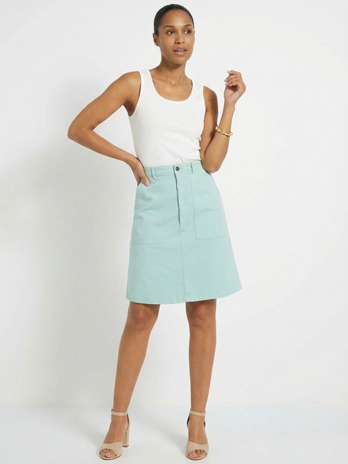 Jupe courte droite poches cargo coton stretch Femme Vert LORANE MV1