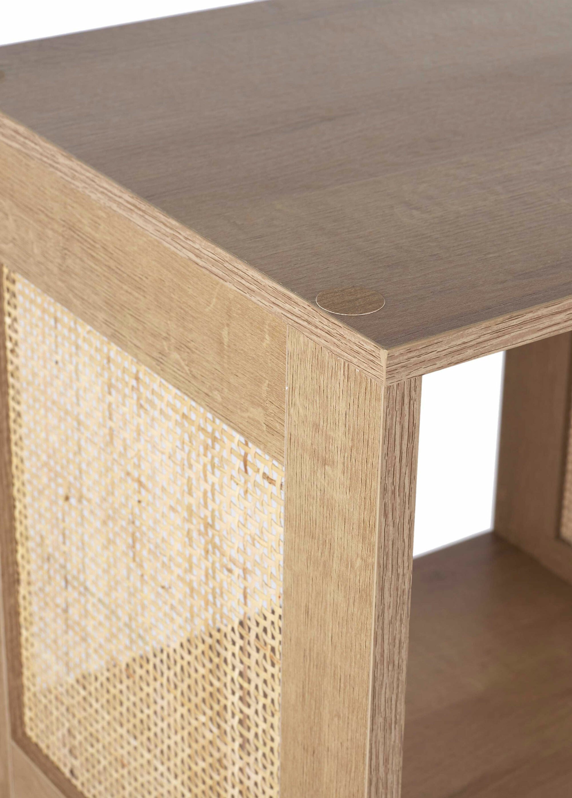 Meuble rangement 3 cases bois et cannage MARRON CMP-HD0245 DE1