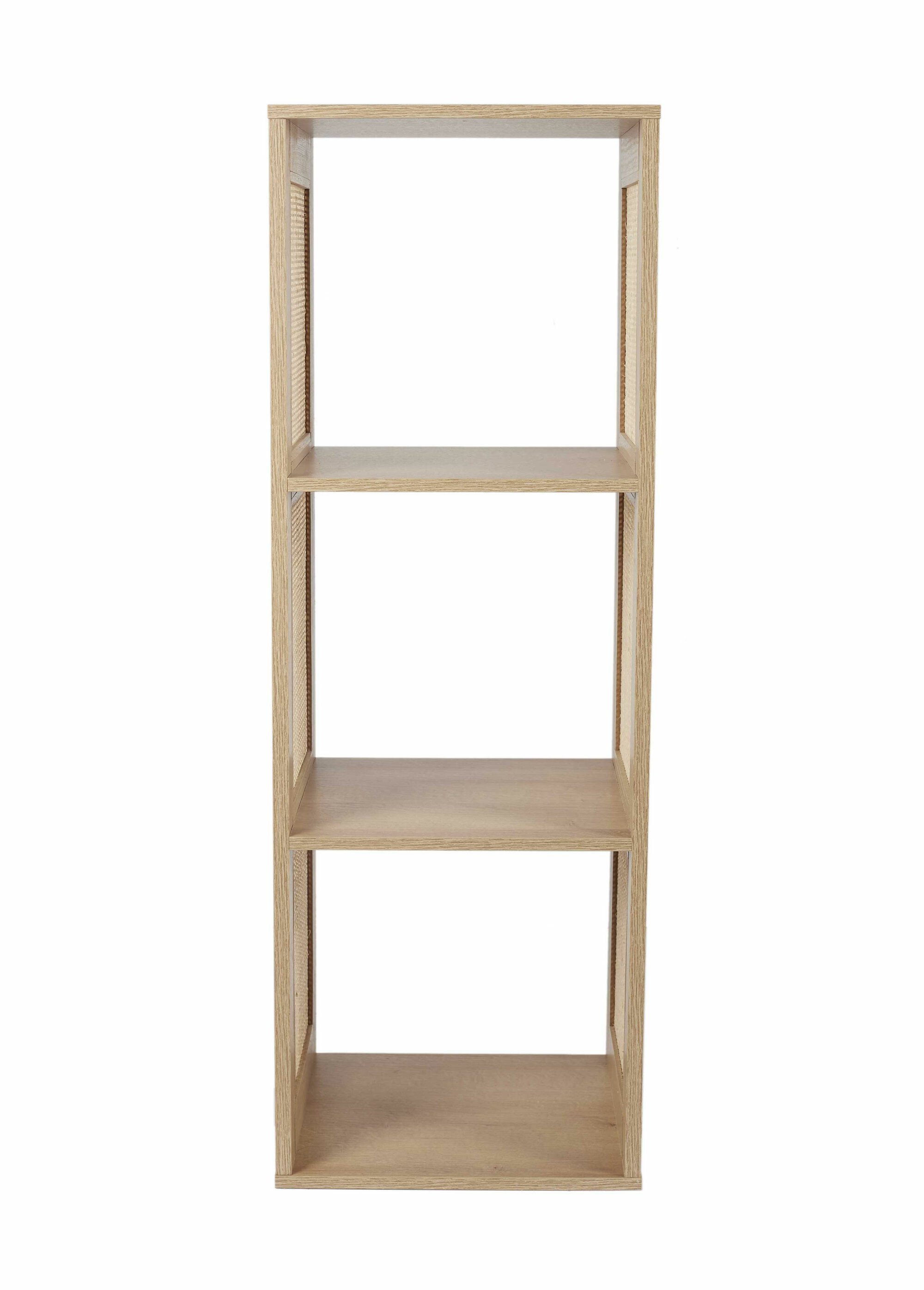 Meuble rangement 3 cases bois et cannage MARRON CMP-HD0245 DE2