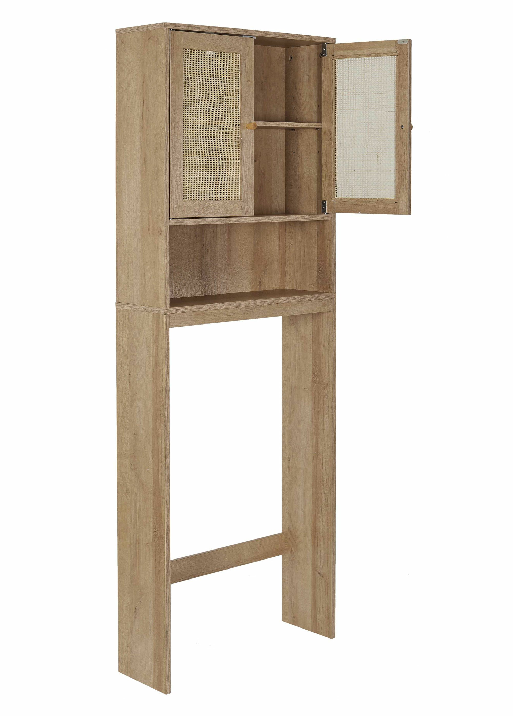 Meuble rangement WC, en bois et cannage MARRON CMP-HD0228 DE2