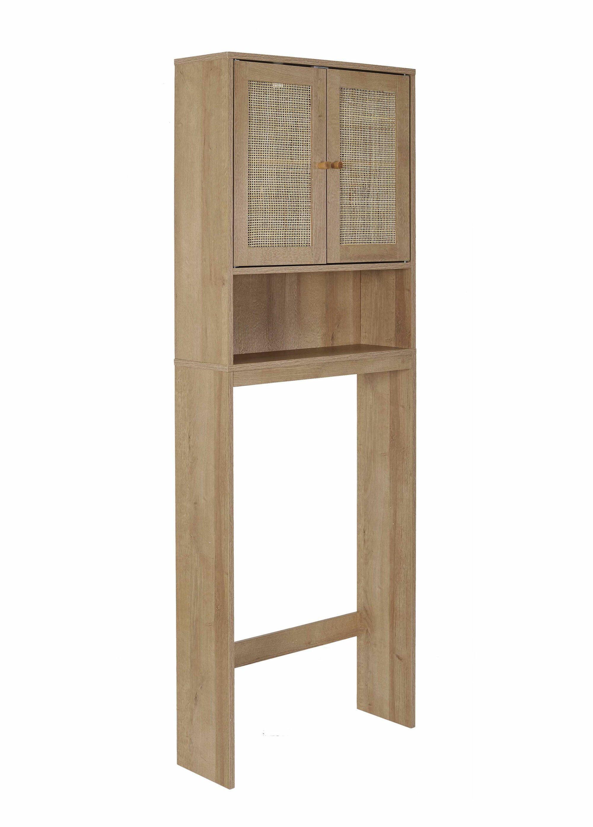 Meuble rangement WC, en bois et cannage MARRON CMP-HD0228 FA1