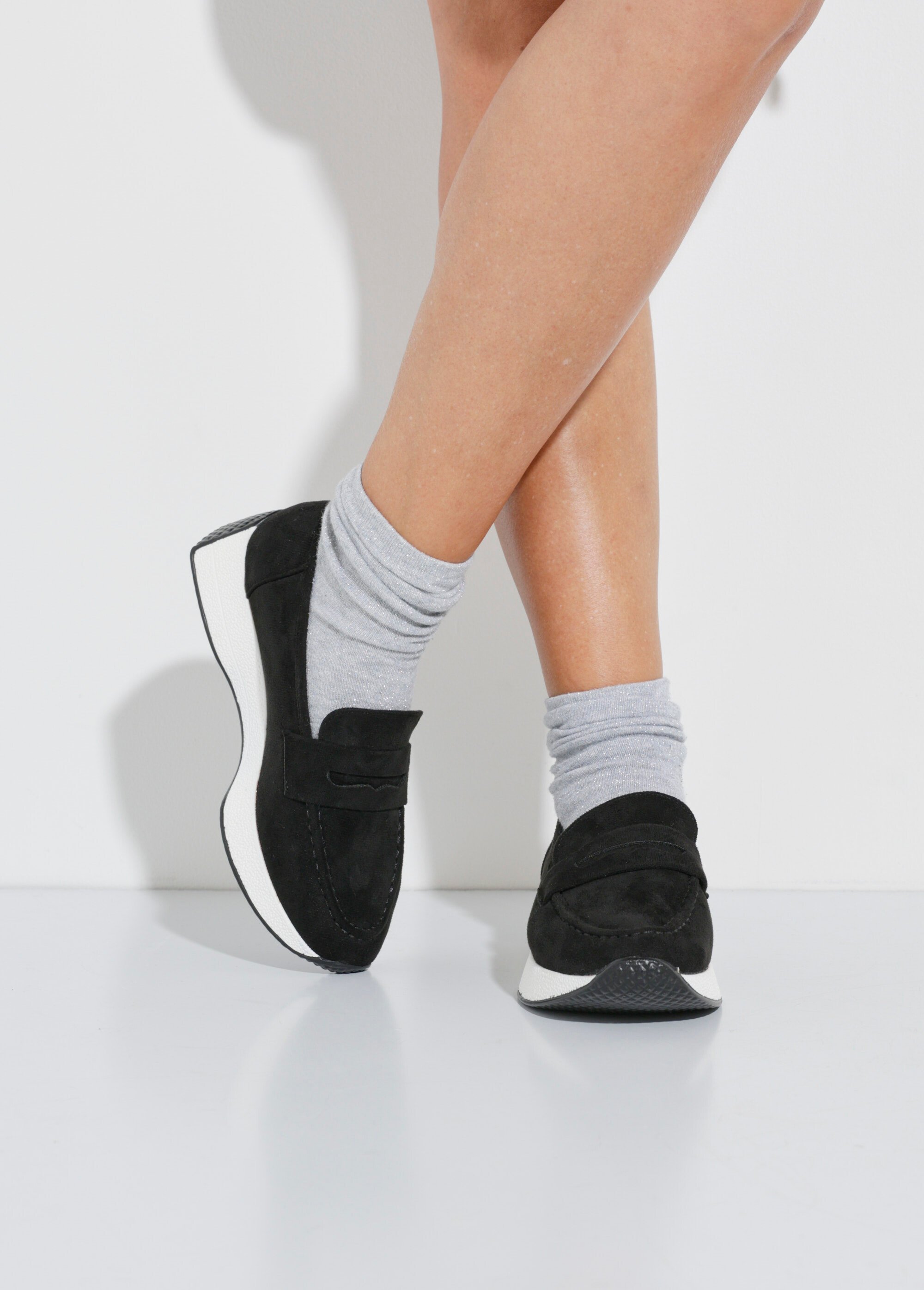 Mocassins semelle compensée contrastante Femme Noir LBSBLQ9602 SF1