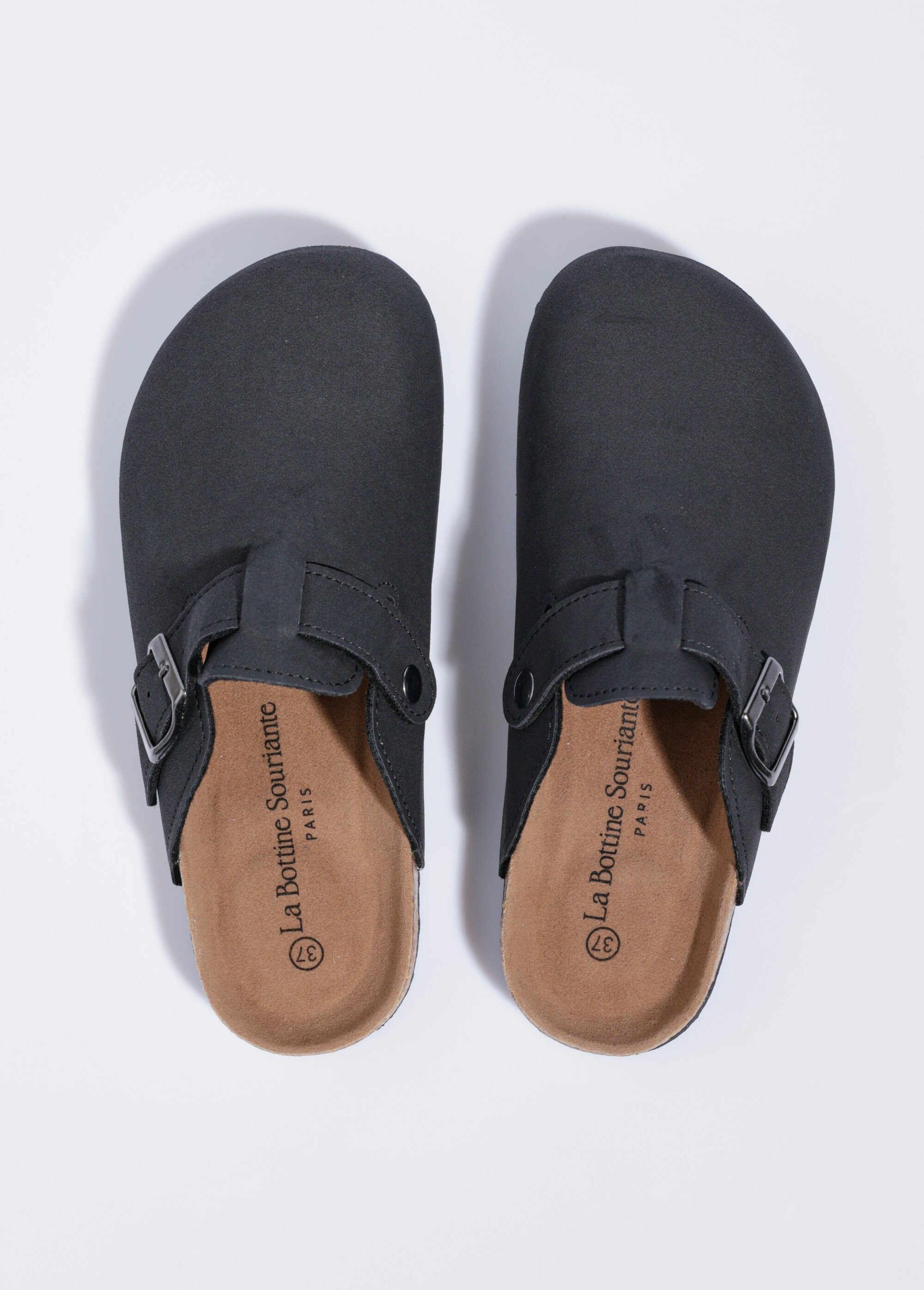 Mules à boucle et semelle anatomique Femme Noir LBSDFY8563 OV1