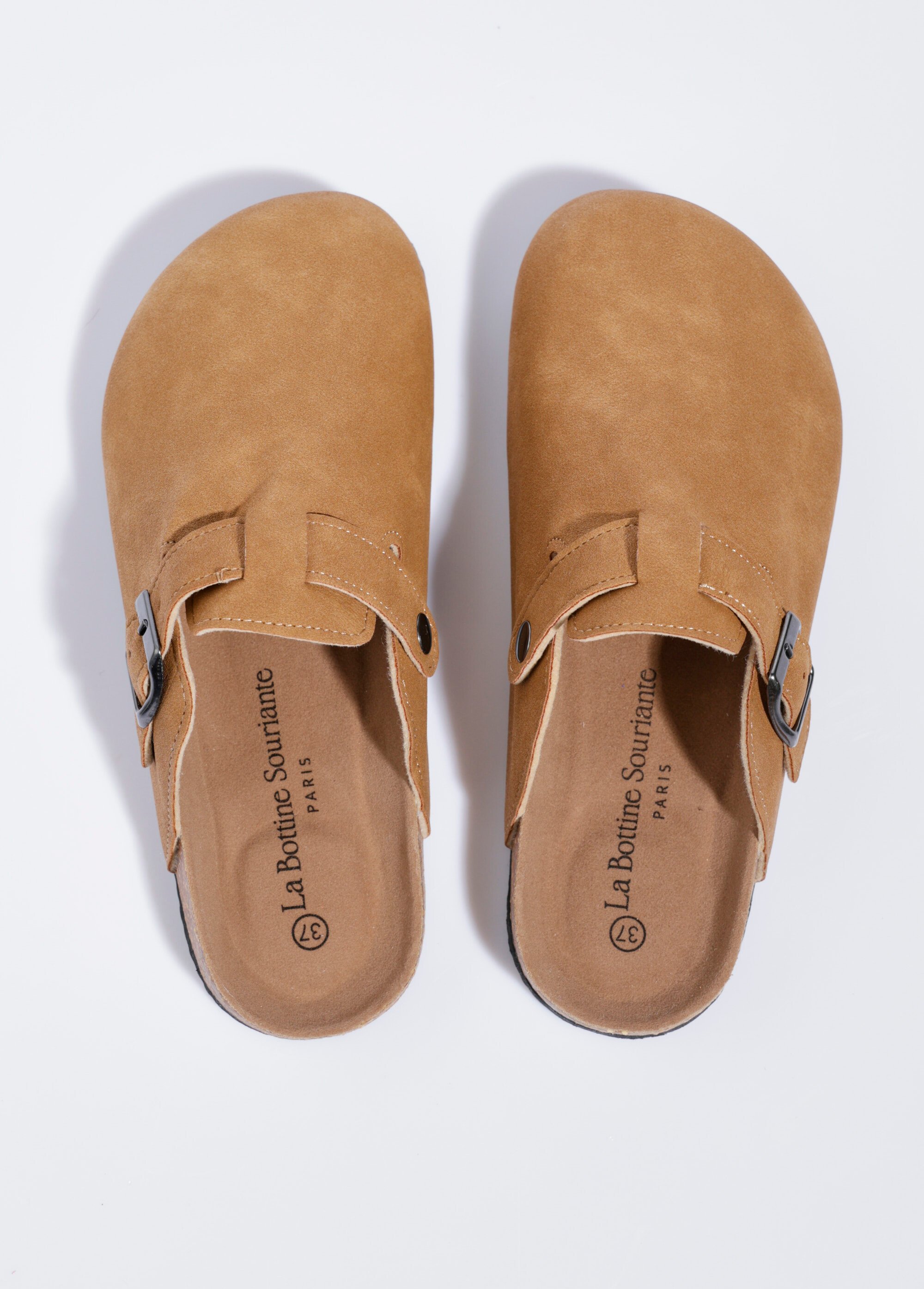 Mules à boucle et semelle anatomique Femme Beige LBSDFY8563 OV1
