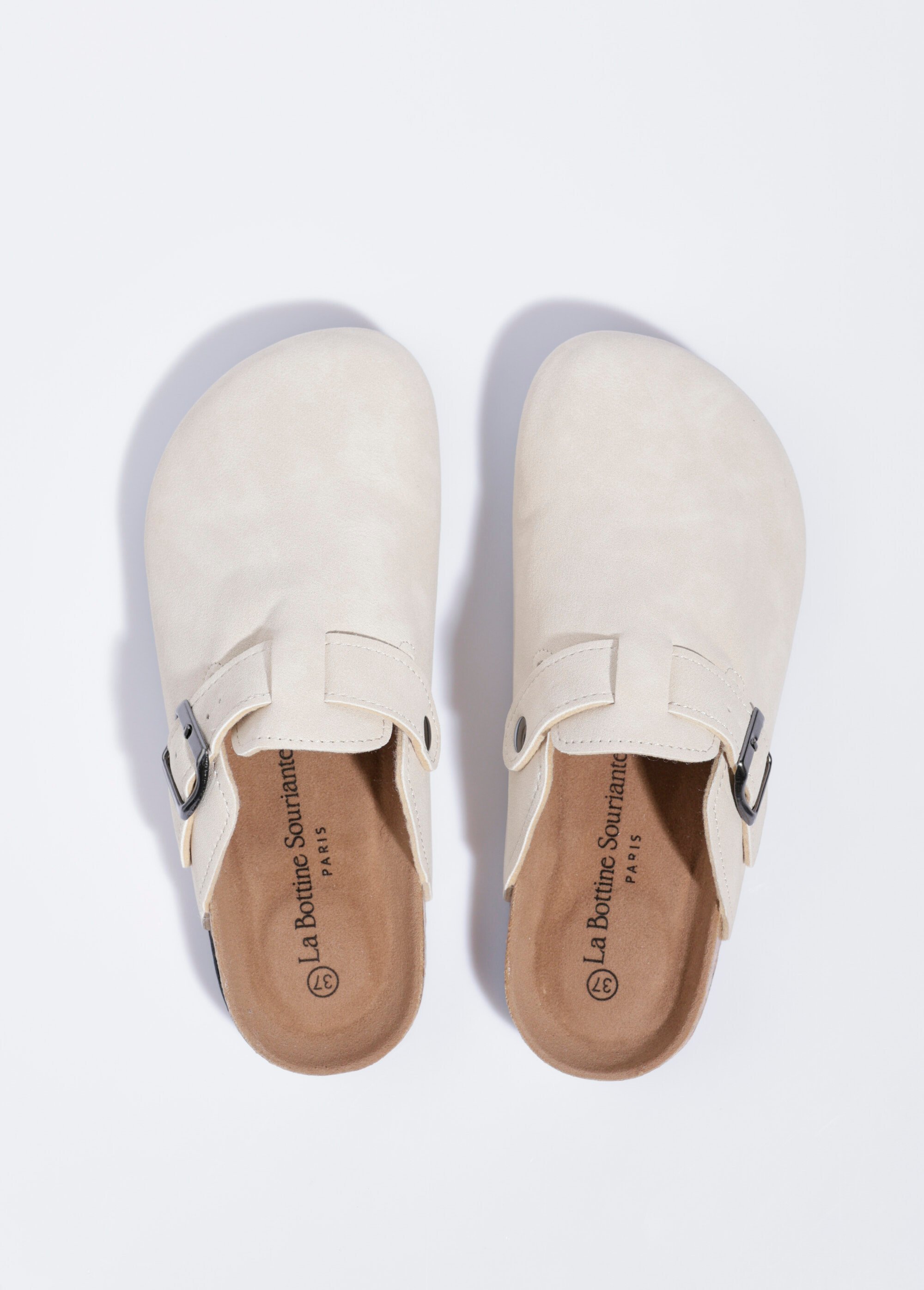 Mules à boucle et semelle anatomique Femme Beige LBSDFY8563 OV1