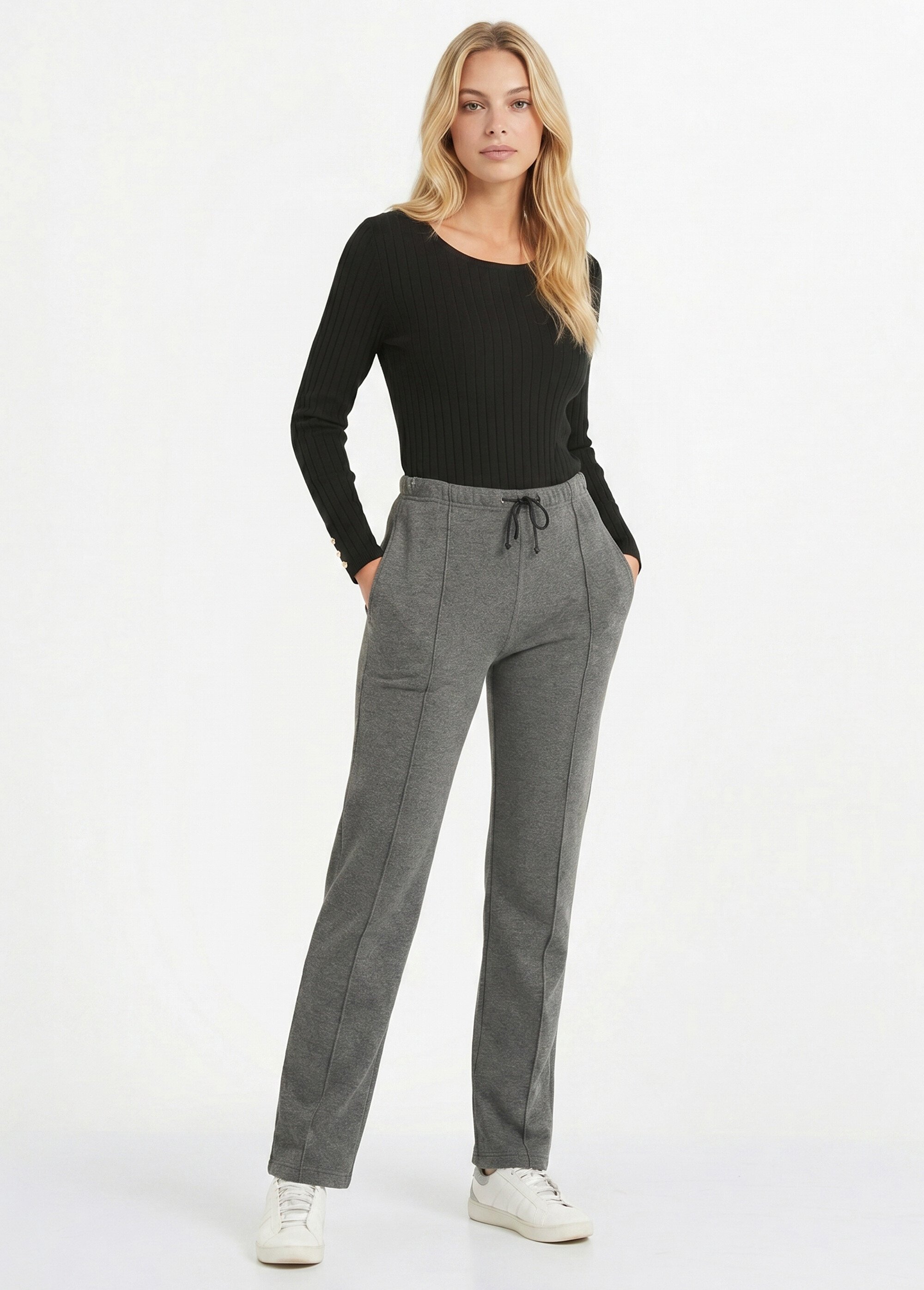 Pantalon détente ceinture élastiquée molleton Femme Gris PASSEUR MV1