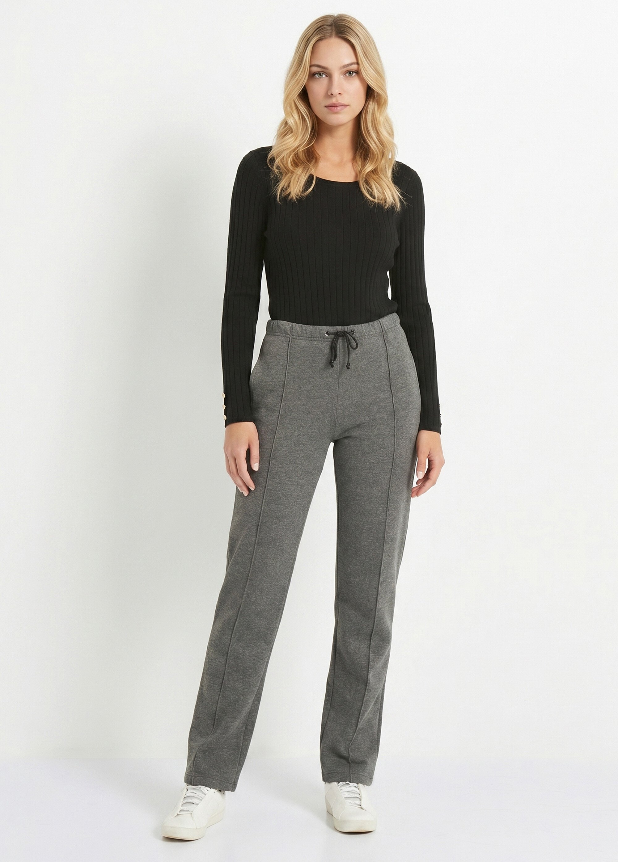 Pantalon détente ceinture élastiquée molleton Femme Gris PASSEUR SI1