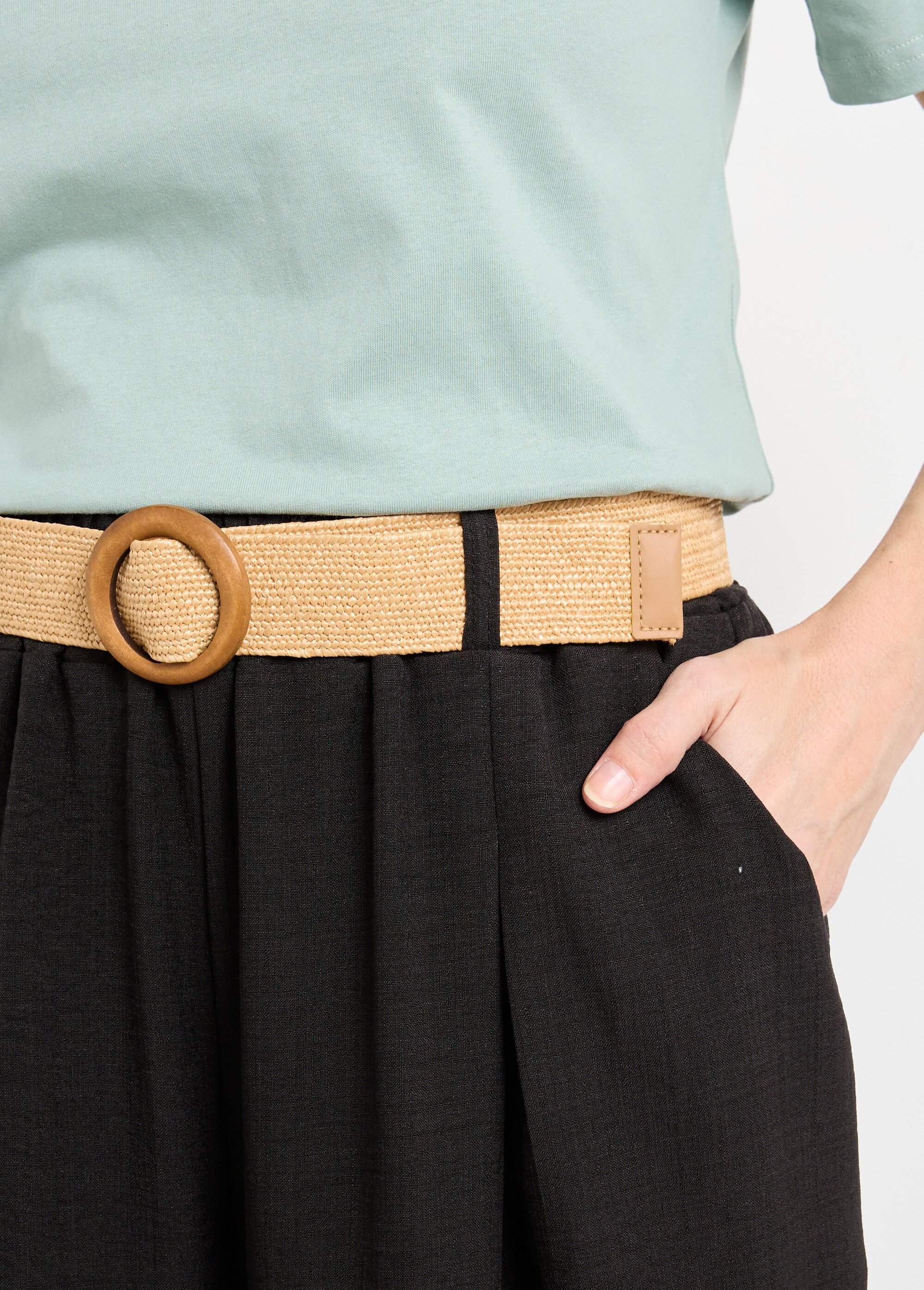 Pantalon fluide + ceinture tressée