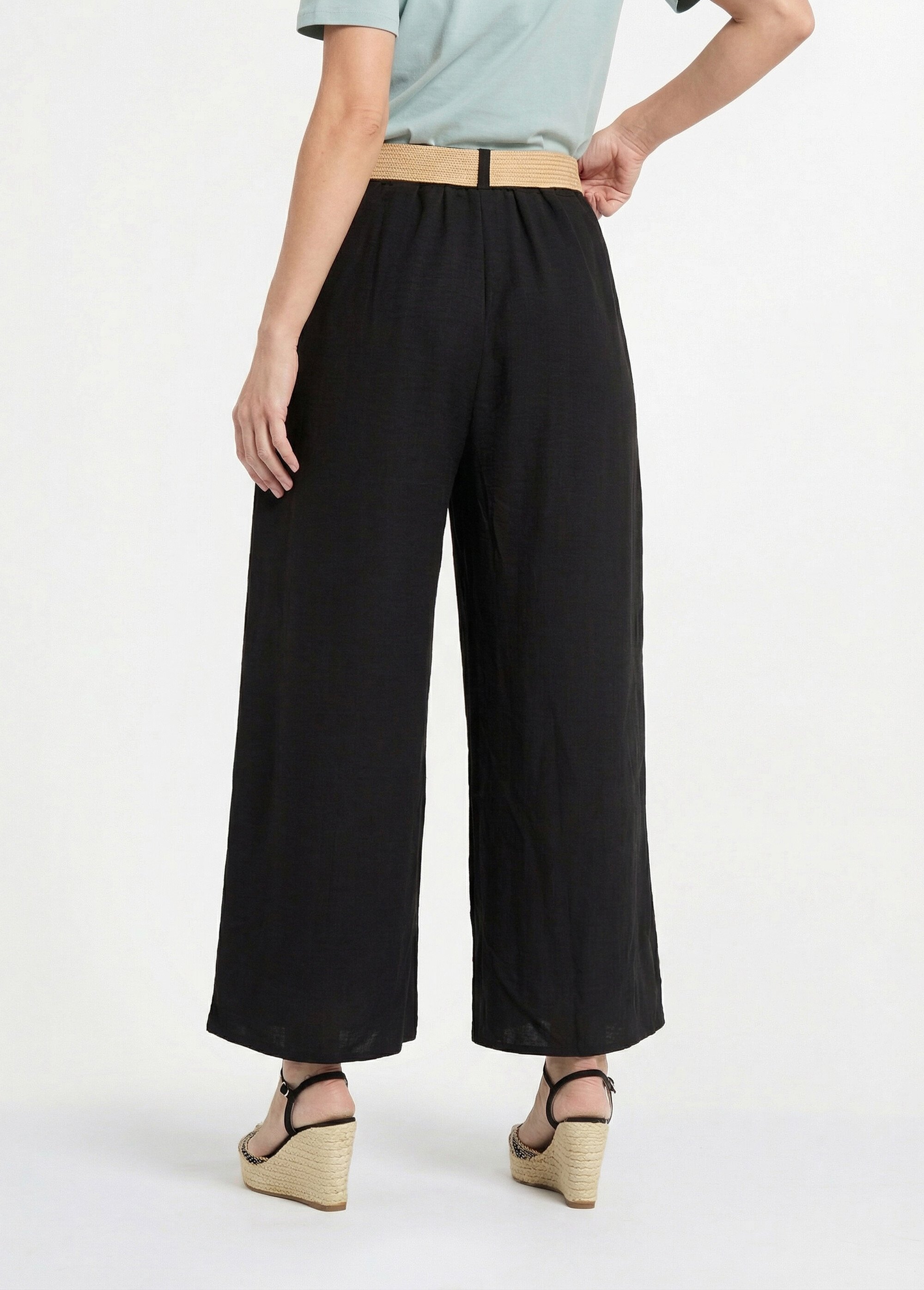 Pantalon fluide + ceinture tressée