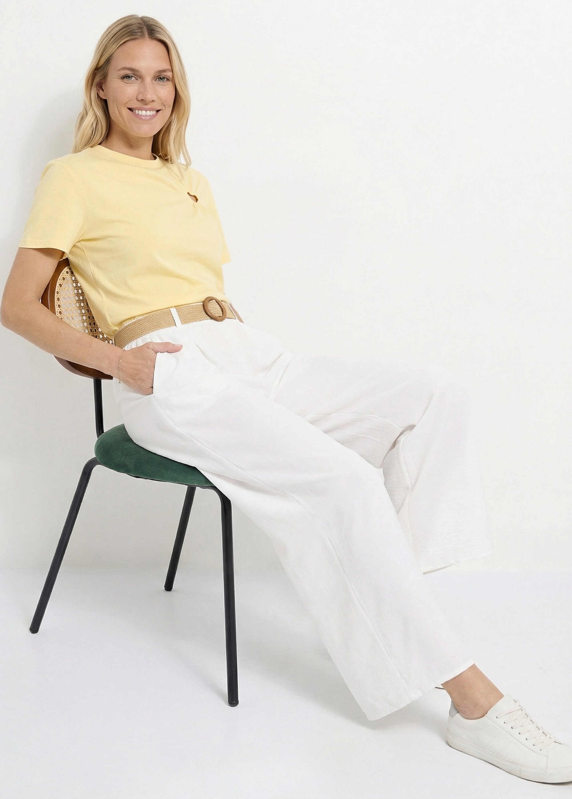 Pantalon fluide + ceinture tressée