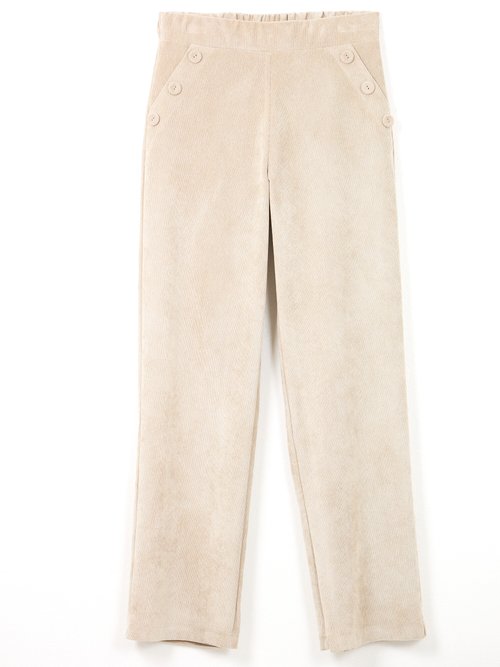 Pantalon large velours milleraies ceinture semi-élastiquée Femme Beige NOSSA AP1