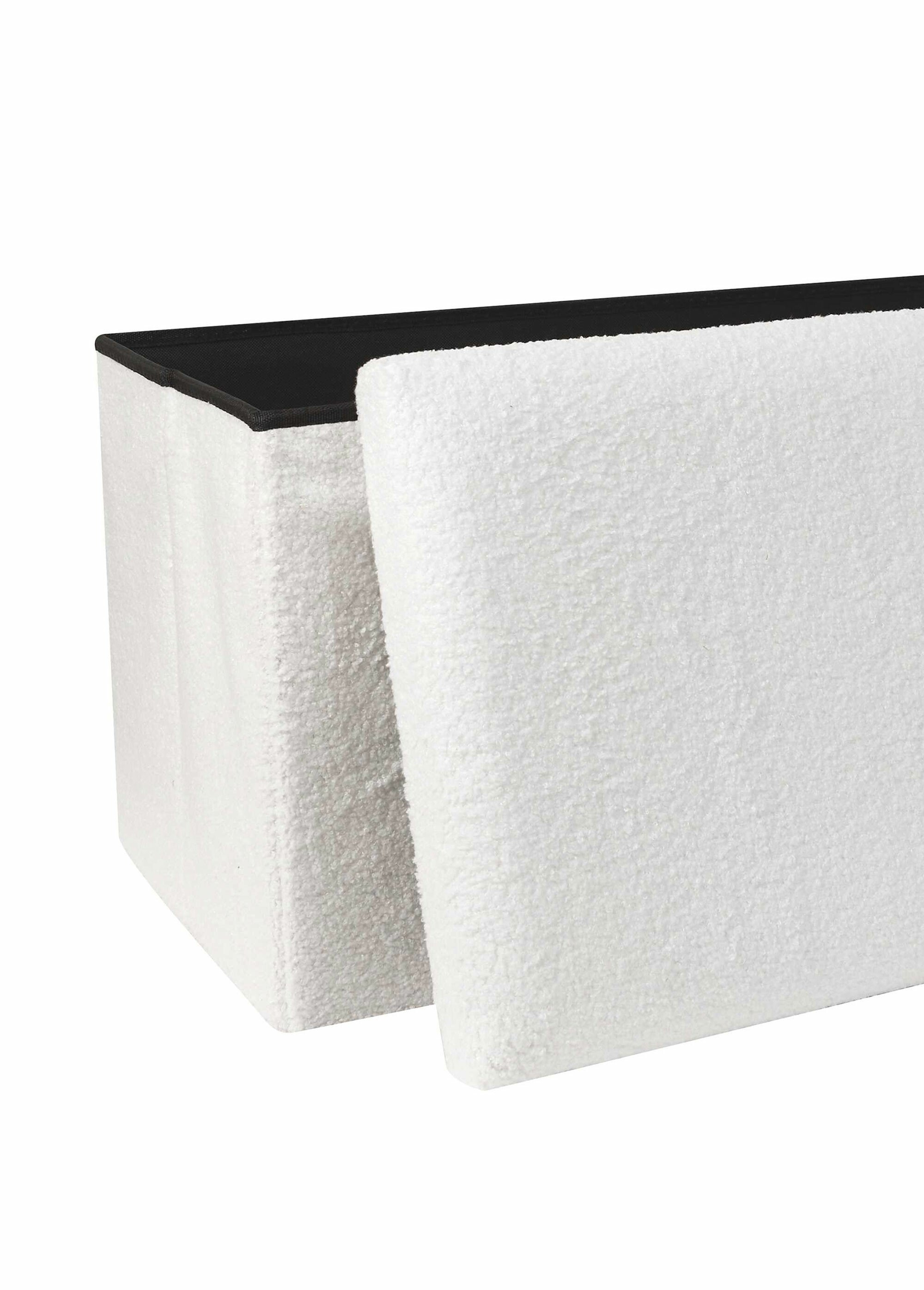 Pouf bouclette avec coffre de rangement 2B BLANC CMP-HD0059 DE2
