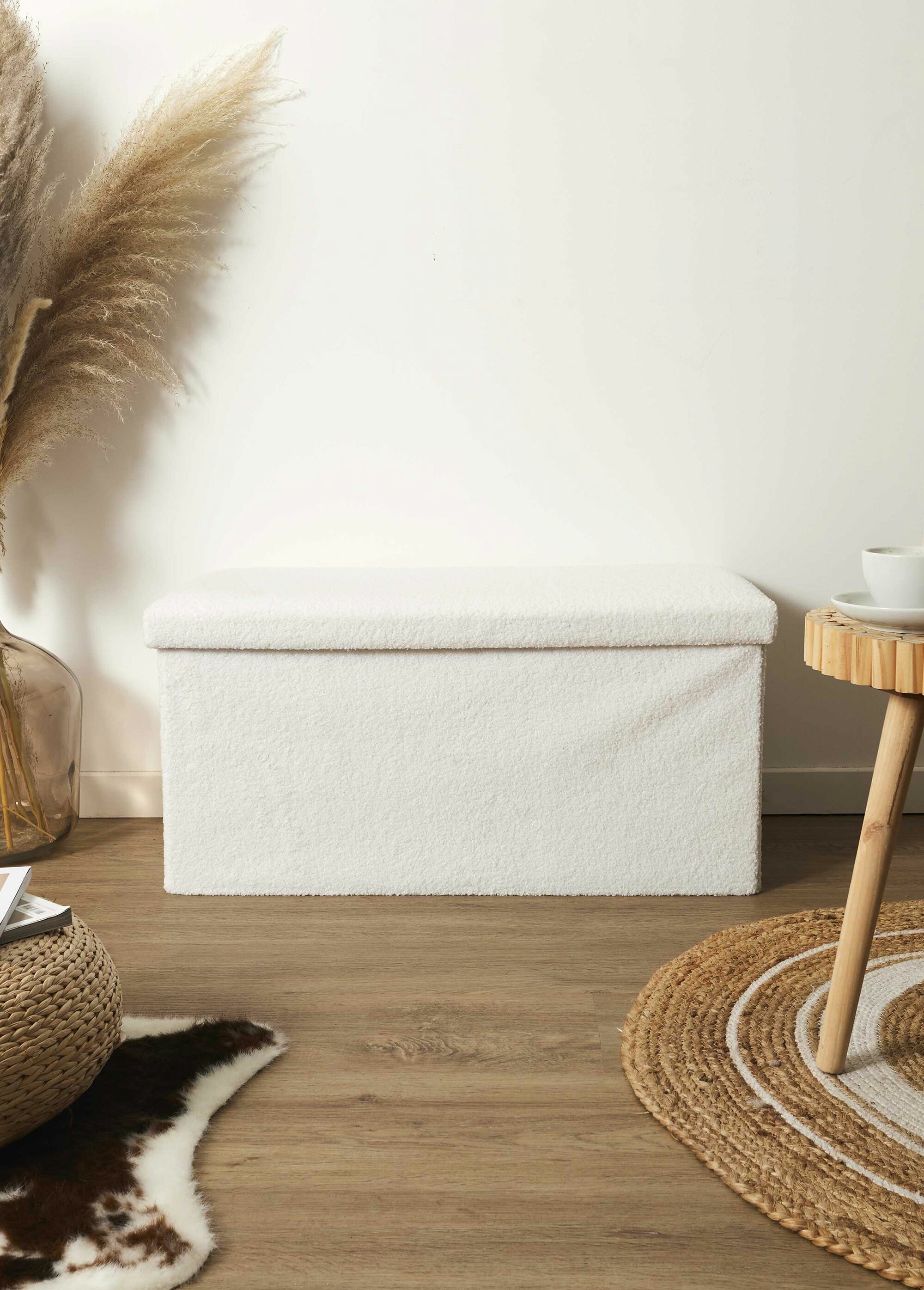 Pouf bouclette avec coffre de rangement 2B BLANC CMP-HD0059 SI1