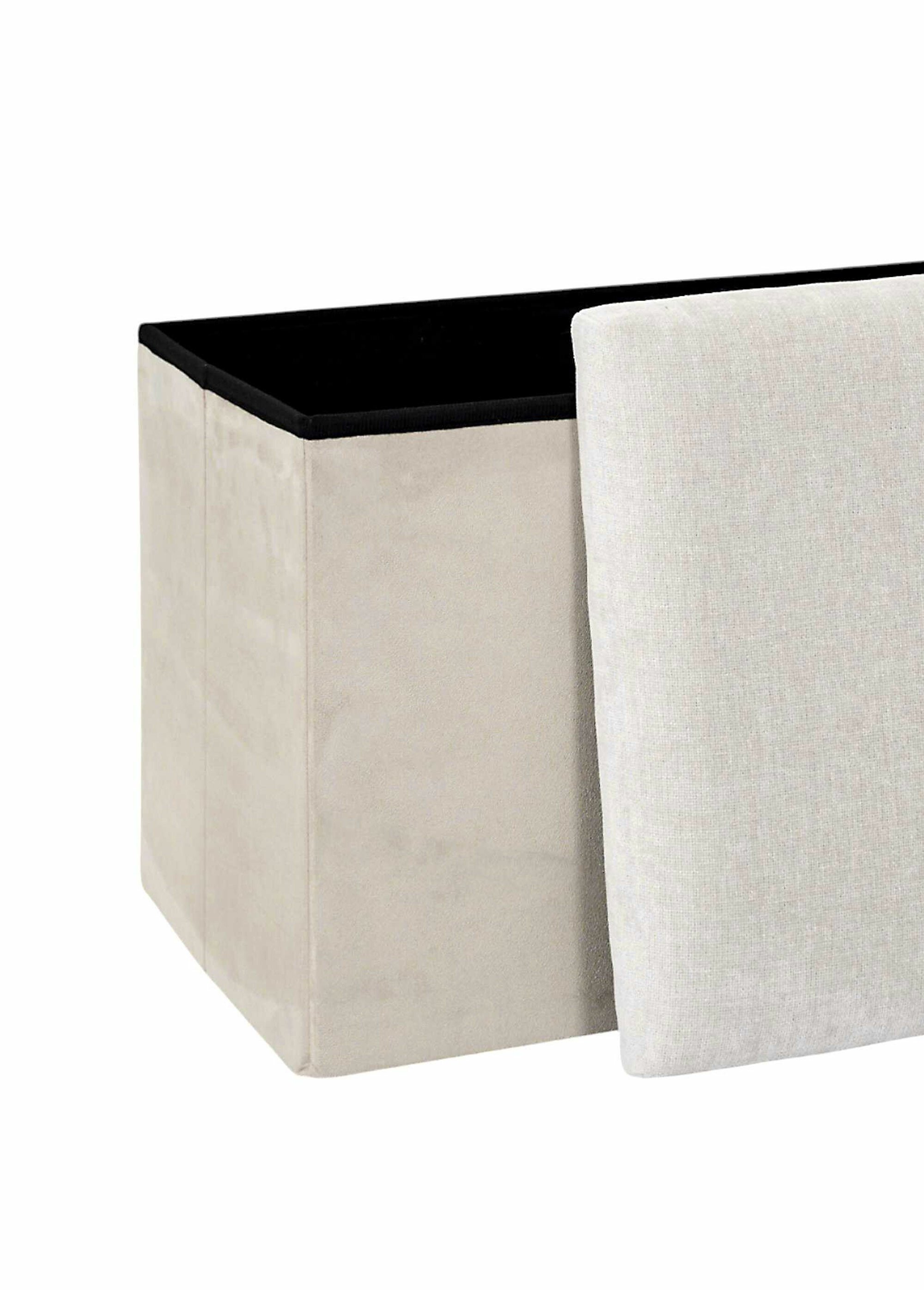 Pouf bouclette avec coffre de rangement 2B BLANC CASSE CMP-HD0059 DE2