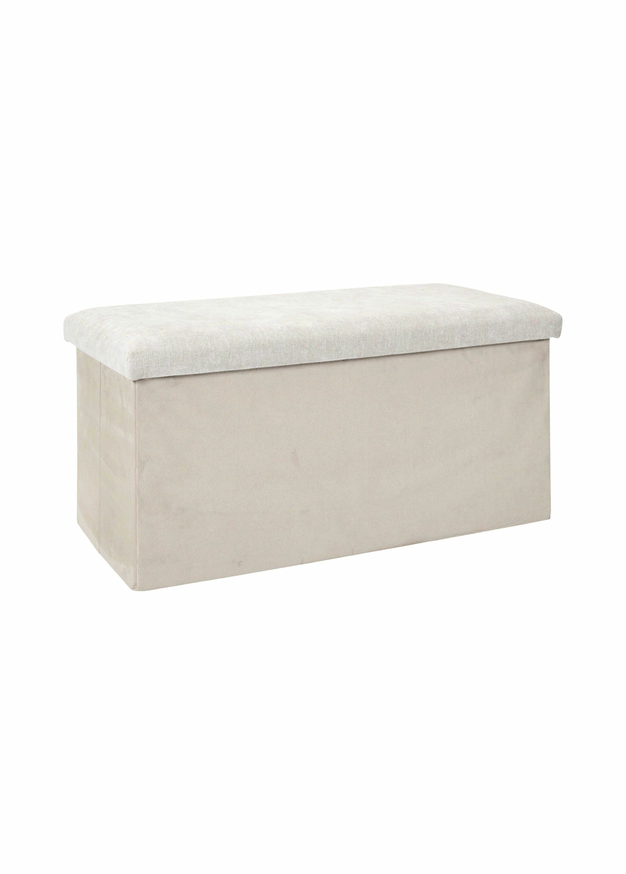 Pouf bouclette avec coffre de rangement 2B BLANC CASSE CMP-HD0059 FA1
