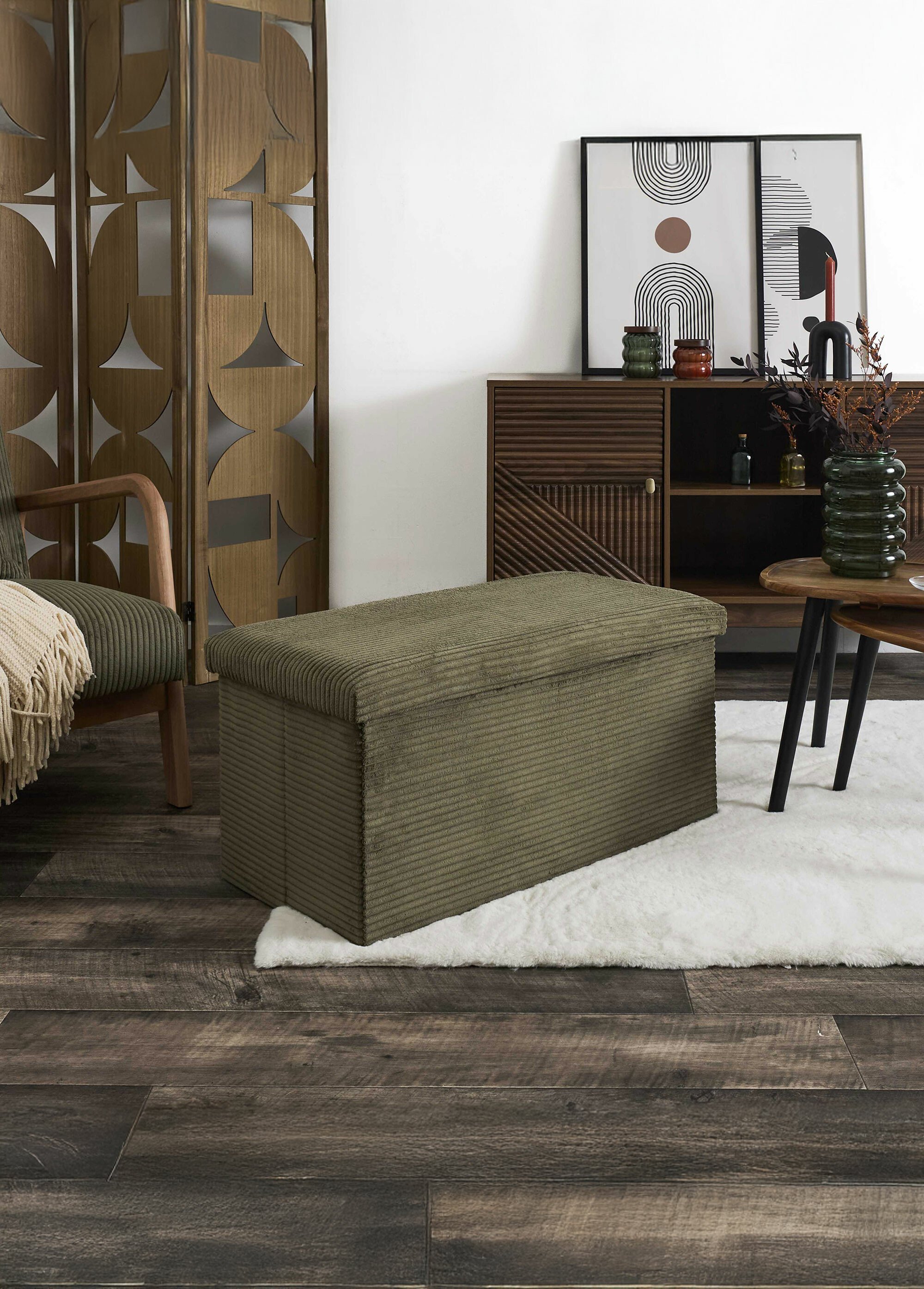 Pouf bouclette avec coffre de rangement 2B VERT CMP-HD0059 SI1