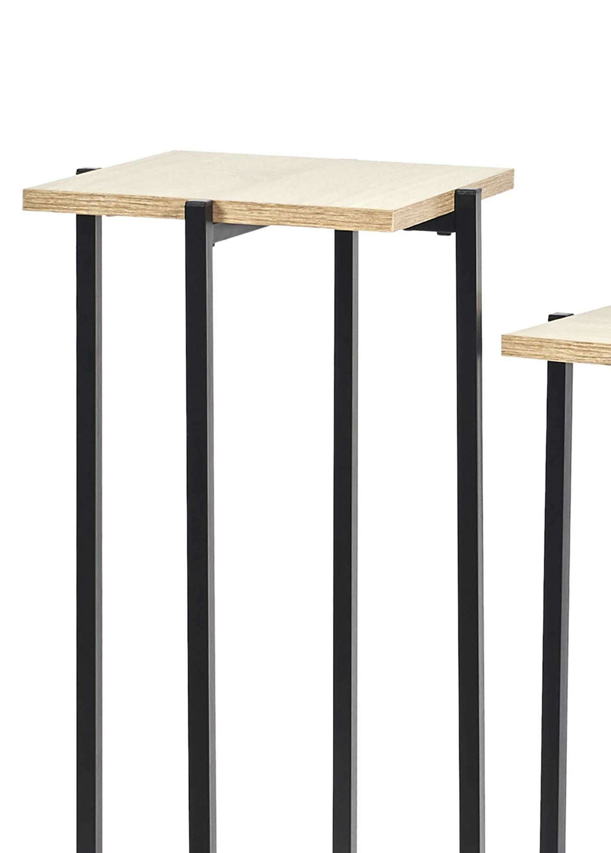 Sellettes métal et plateau aspect bois