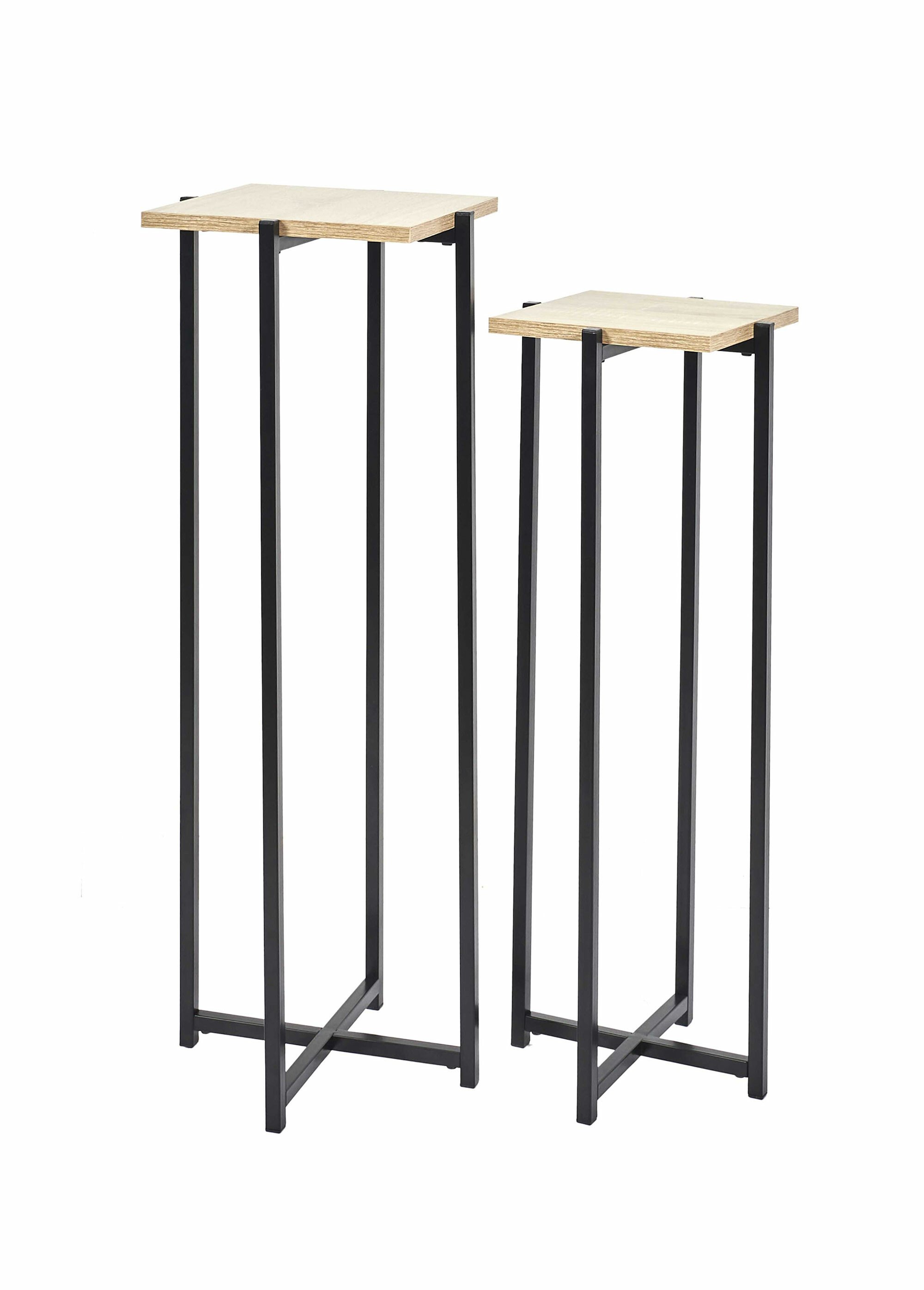 Sellettes métal et plateau aspect bois