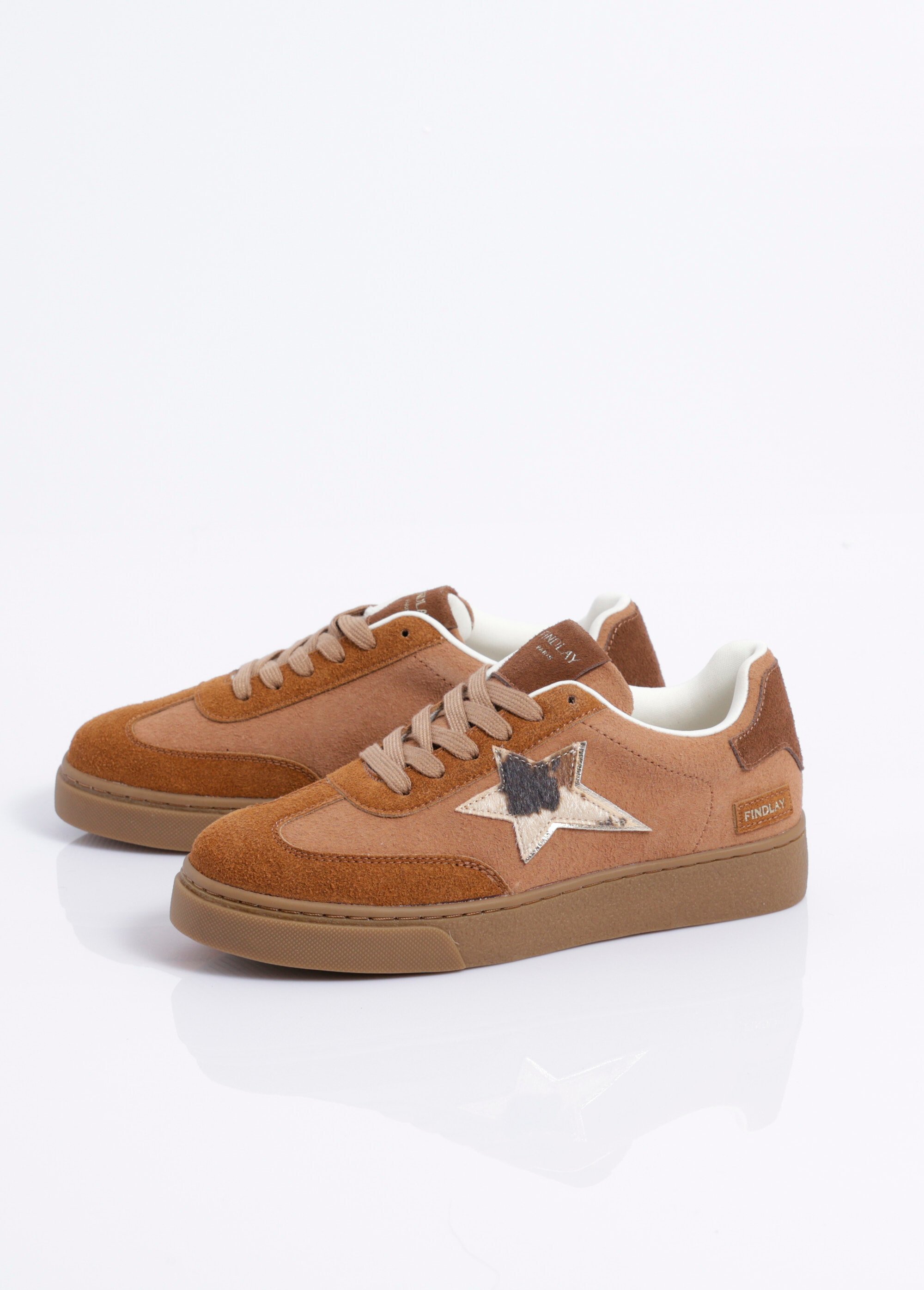 Sneakers en suédine détail fourrure Femme Marron COVFY1091 DE1